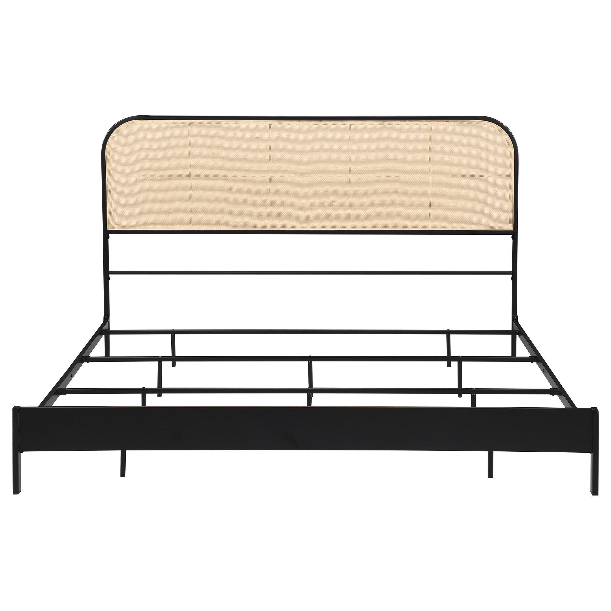 Amherst Radio Weave Rattan Metal Eastern King Bed Black-