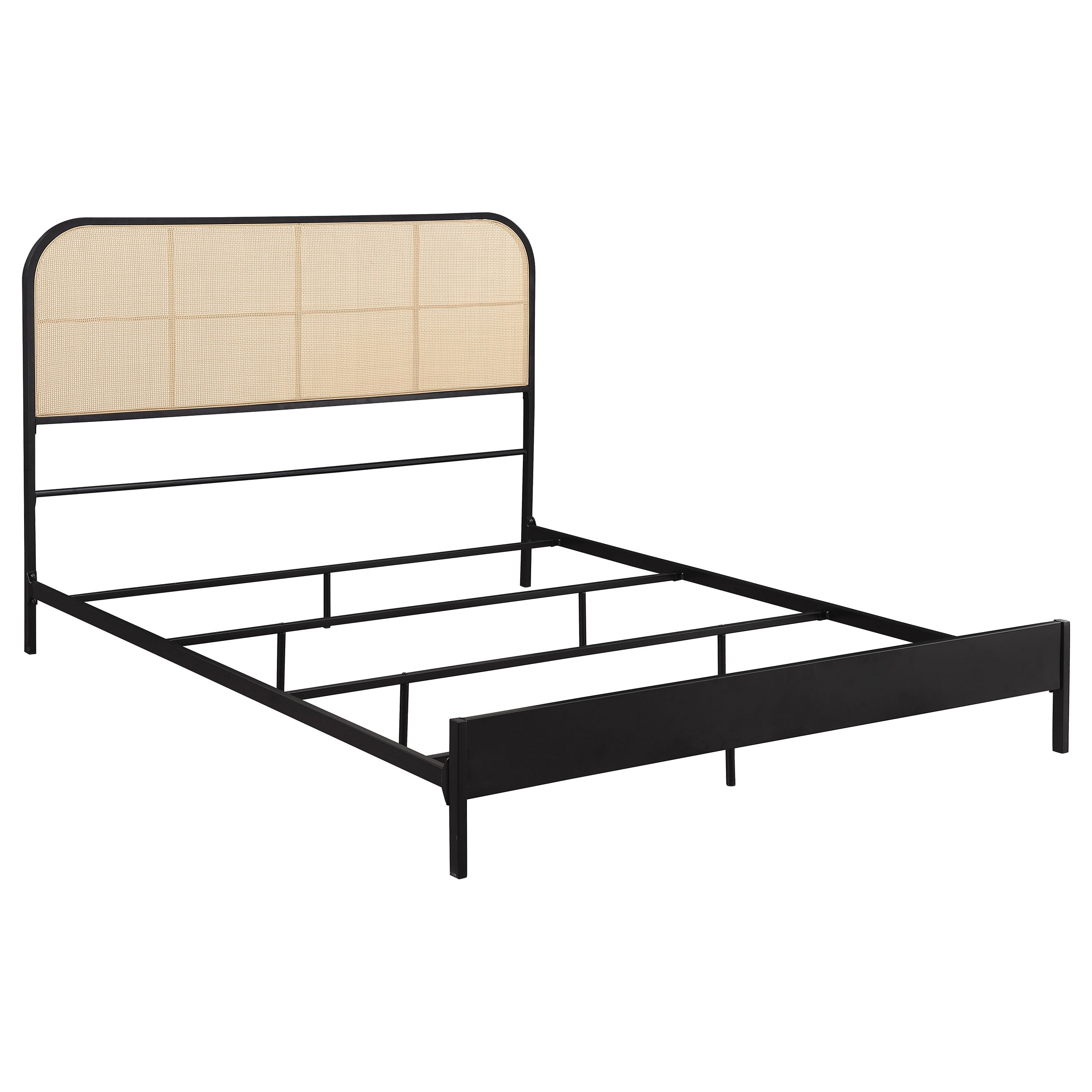 Amherst Radio Weave Rattan Metal Queen Bed Black-