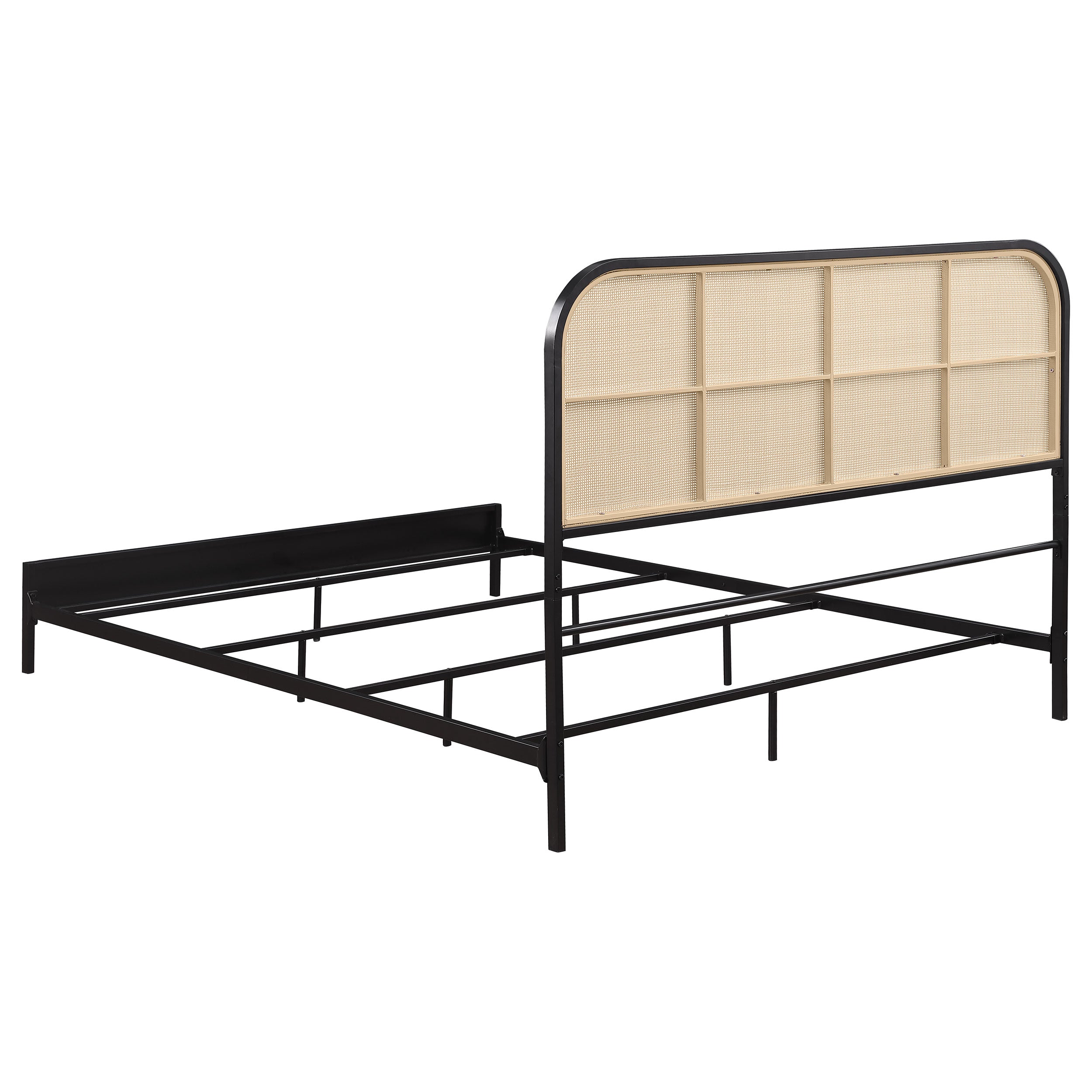 Amherst Radio Weave Rattan Metal Queen Bed Black-