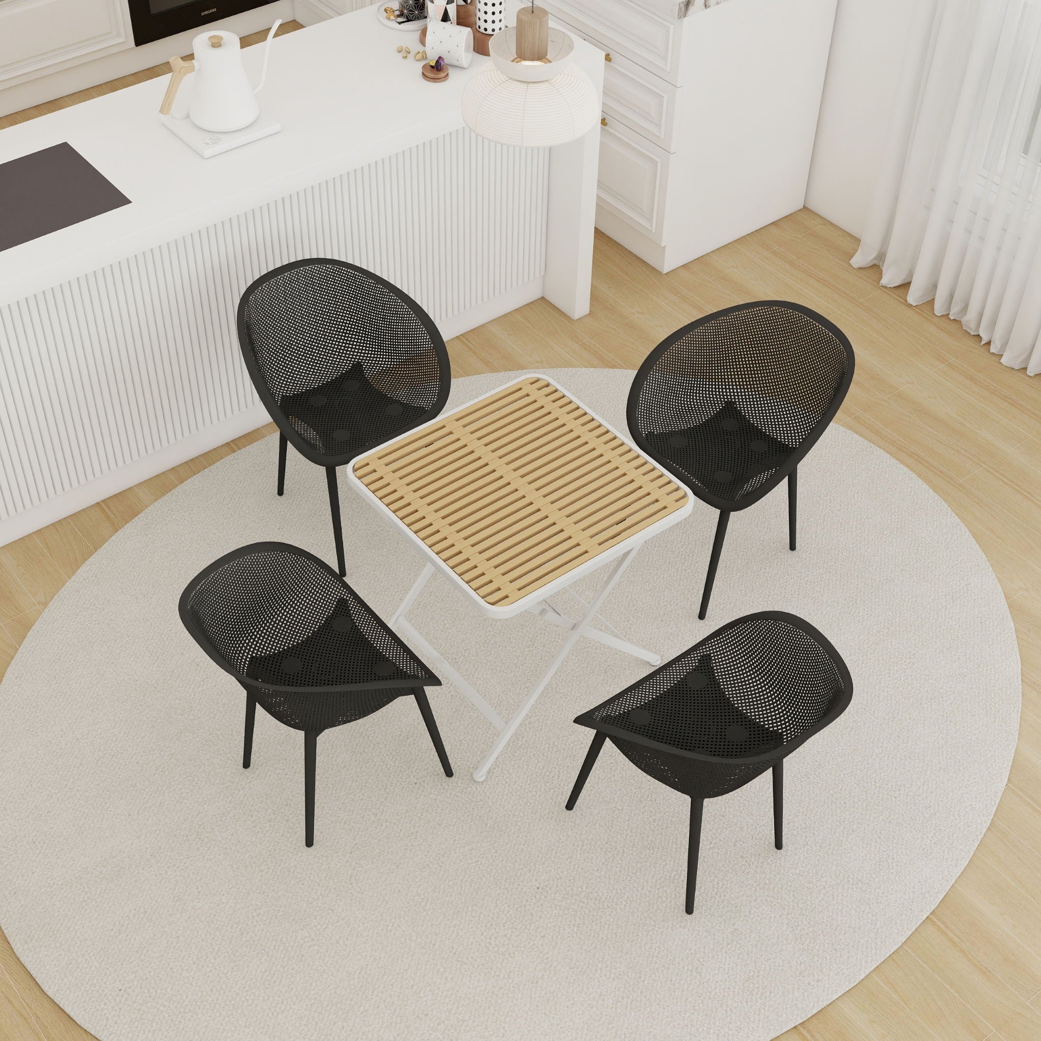 2 Piece Durable Single Chair With Mesh Hollow Out Design