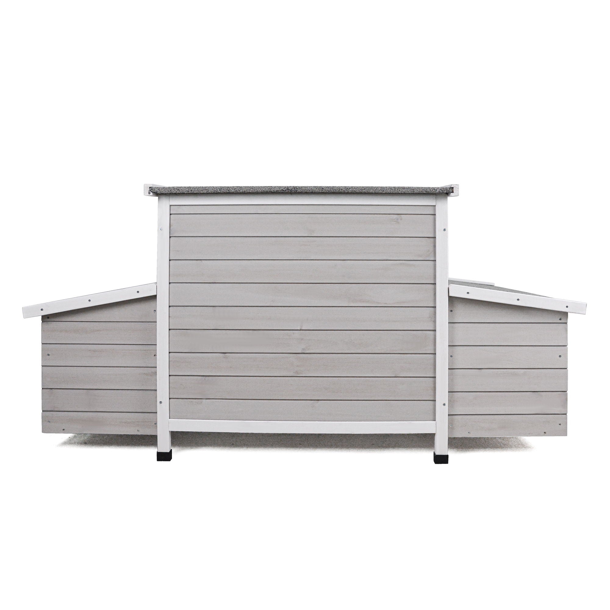 Large Chicken Coop Outdoor Hen House With 2 Sides Nesting Boxes - Gray / White Matte