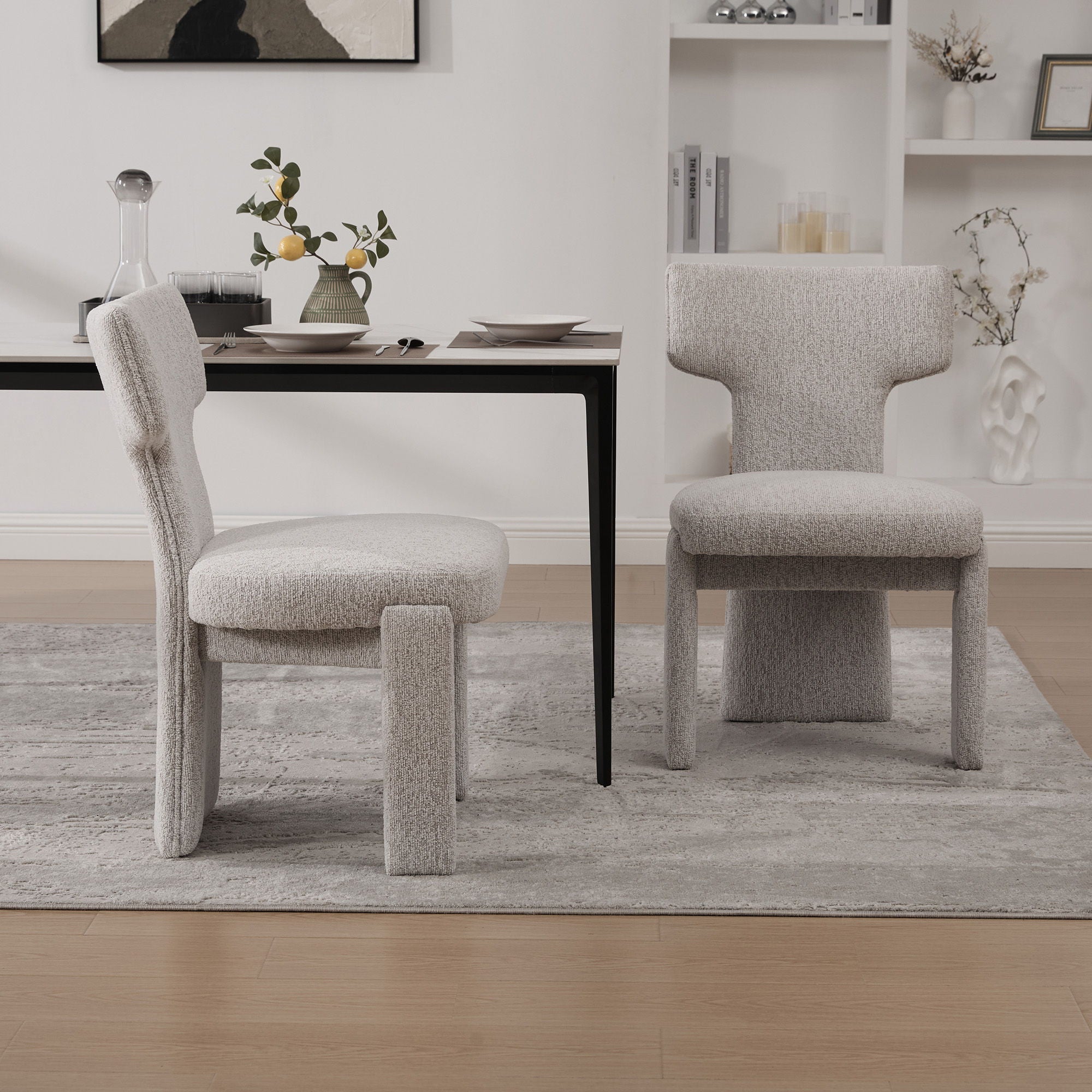 Armless Curved Back Accent Chairs (Set of 2)