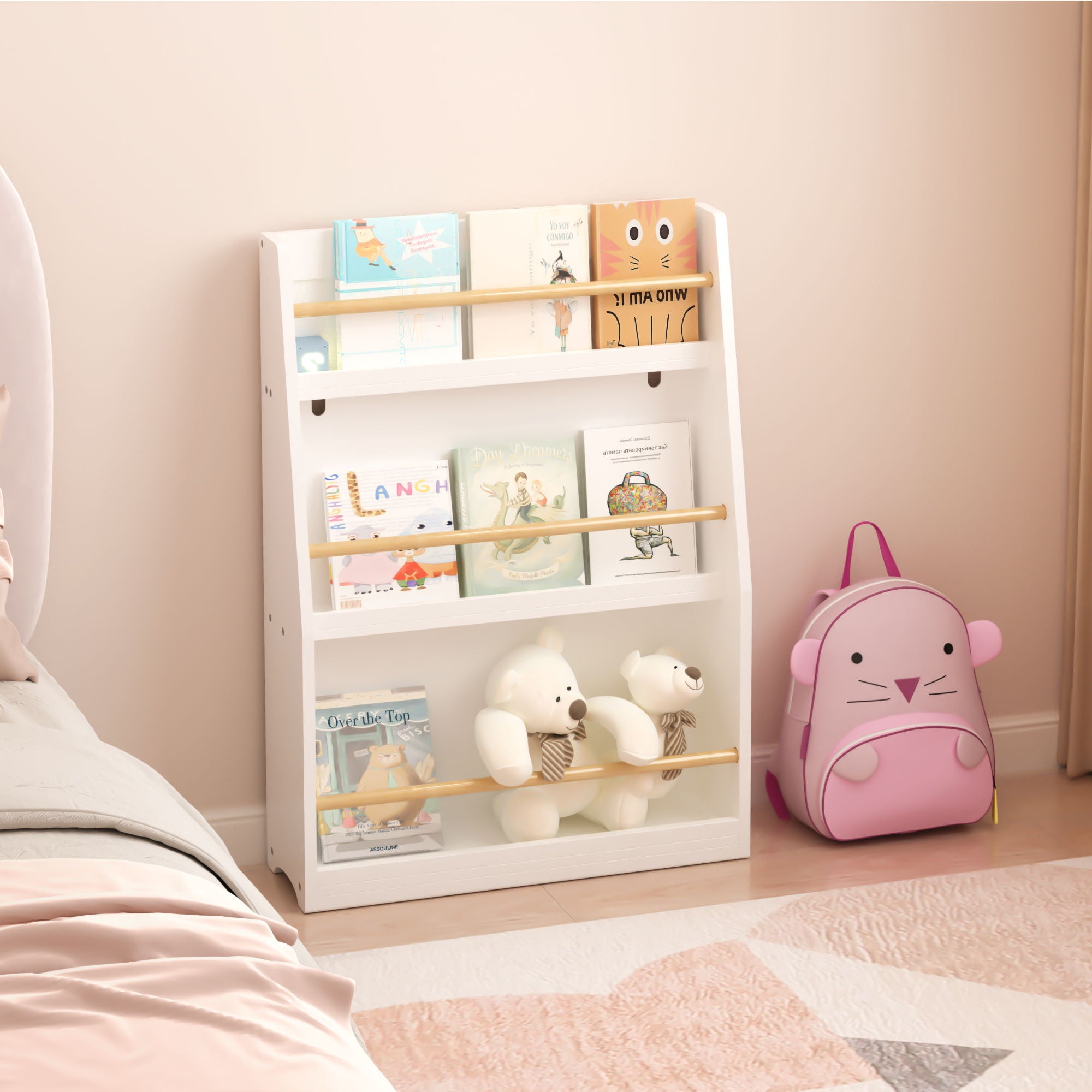 3 Tier Book Shelf, Compact Storage For Bedrooms
