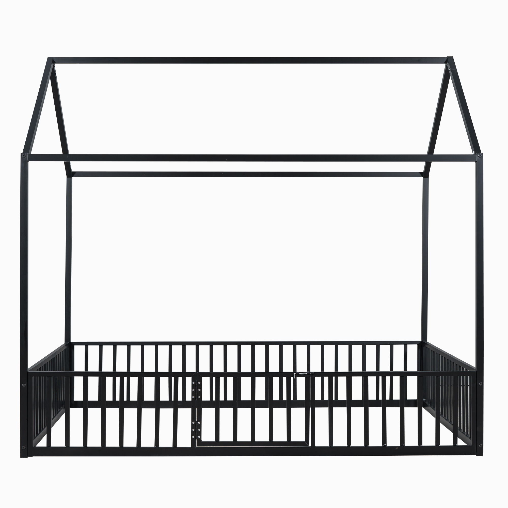 Metal House Bed With Fence And Door
