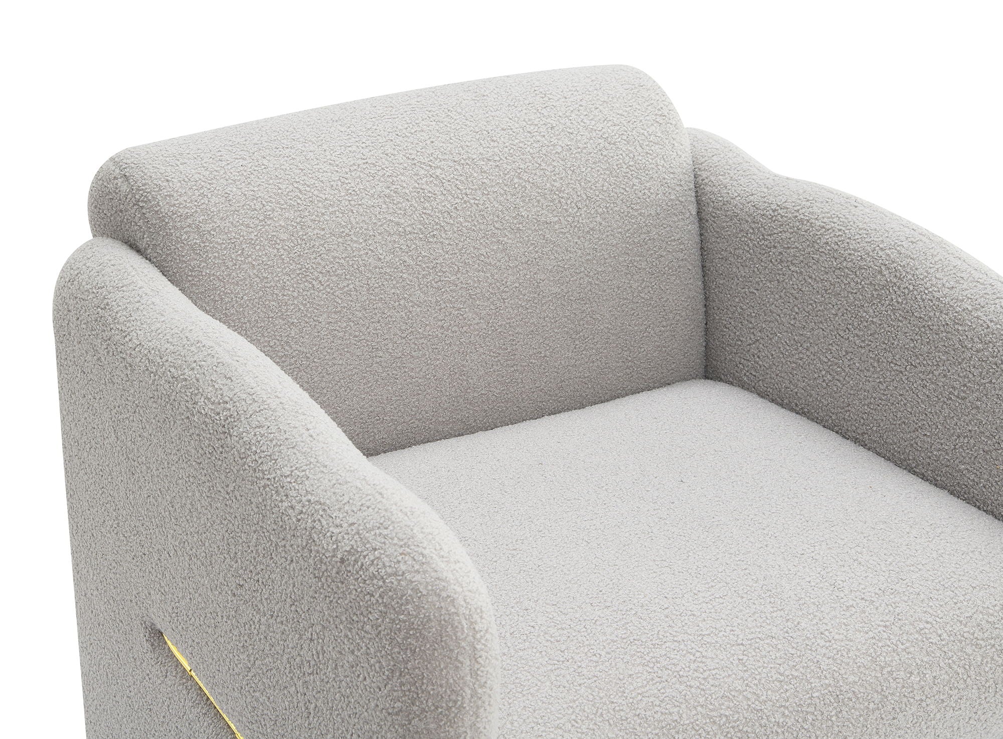 Arm Chair With Waved Arms, Metal Decoration On Both Side Arms