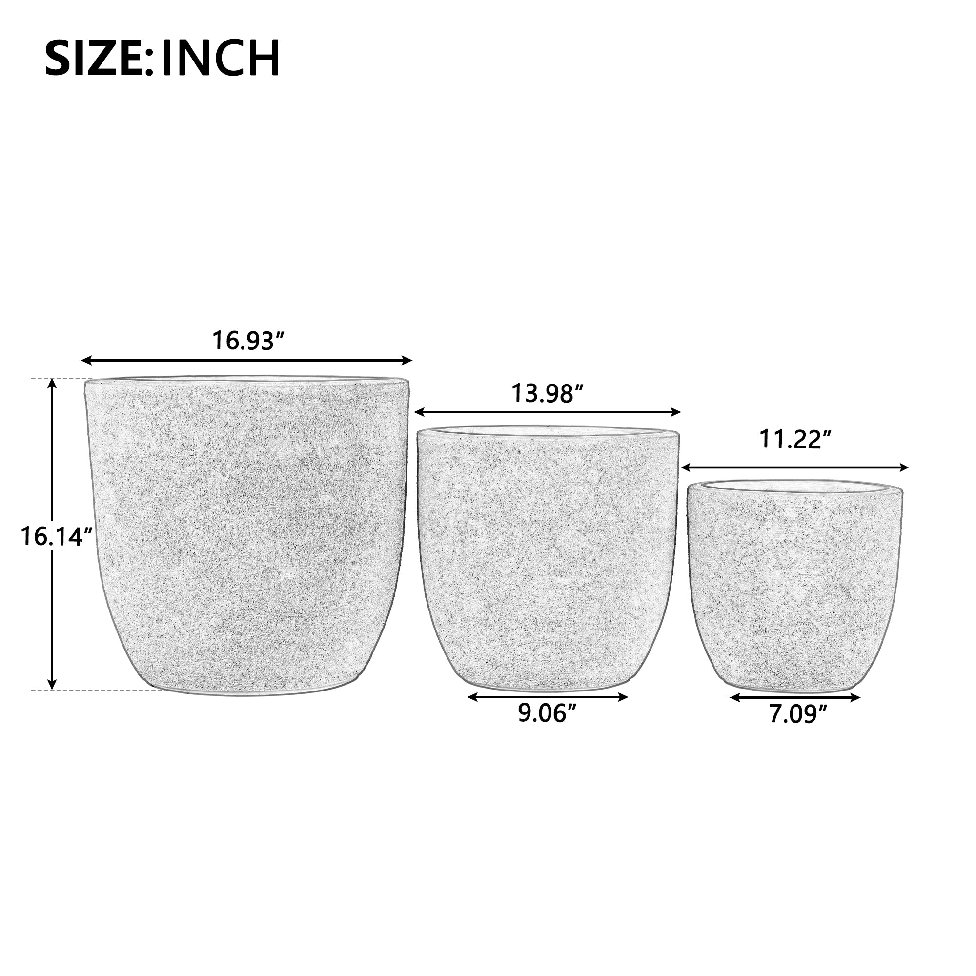U_Style Lightweight Matte Textured MGO Flower Pot Set of 3