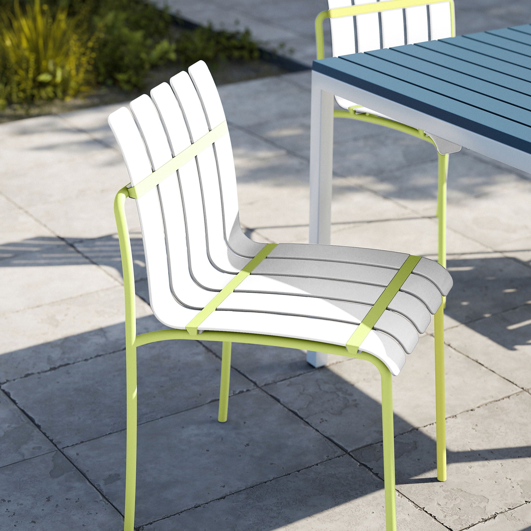 4 Piece Set Of Modern Color Block Designed Single Chairs, UV Resistant And Rust Proof - Grain Yellow / White