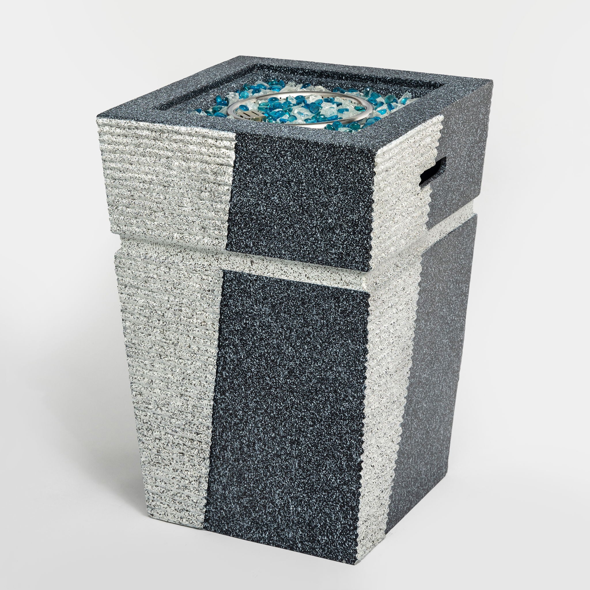 20" Propane Gas Fire Pit Table, 50000 Btu Square Concrete Fire Pit For Outside Patio Deck Garden Backyard - Light Gray Blue
