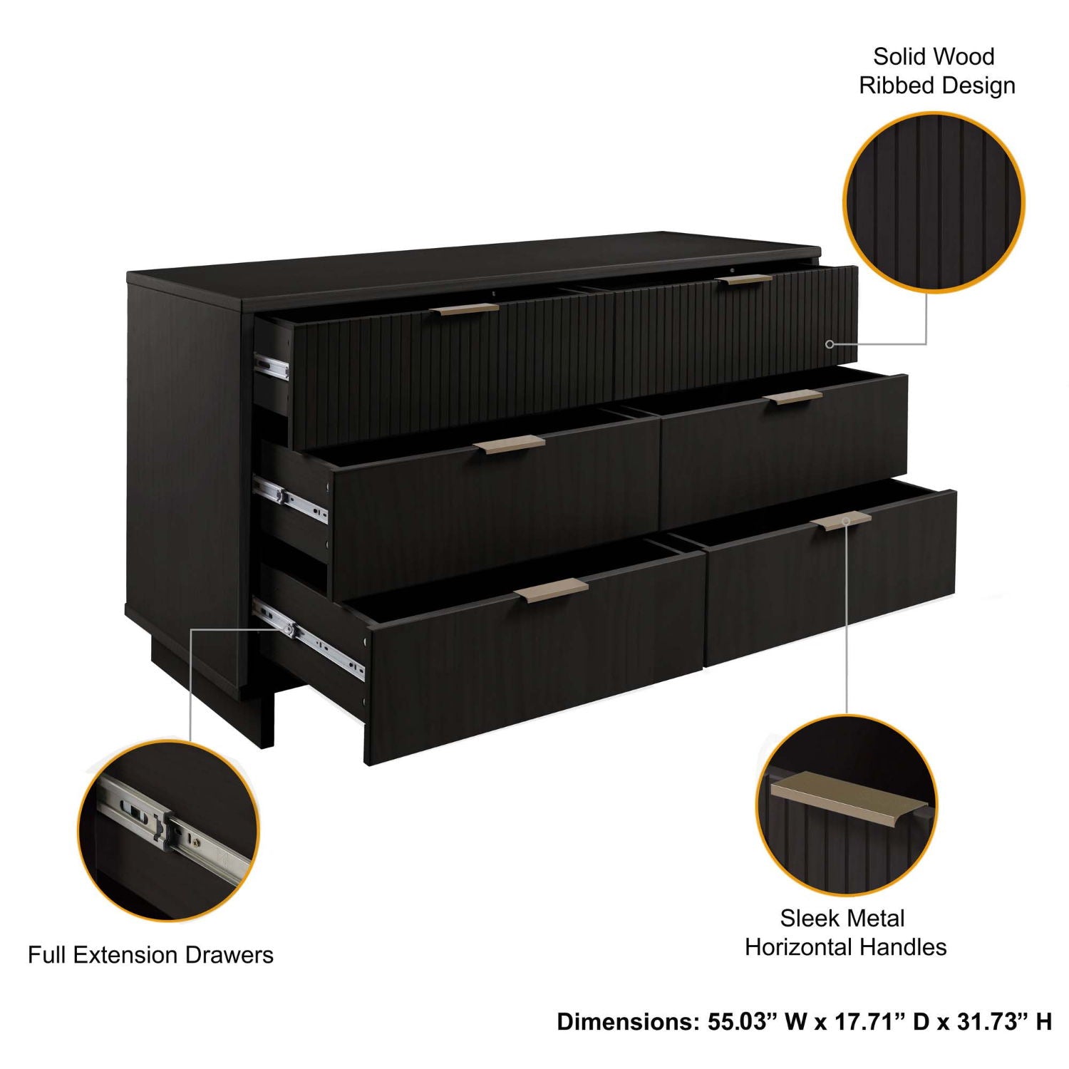 Granville - Dresse With 6 Drawers