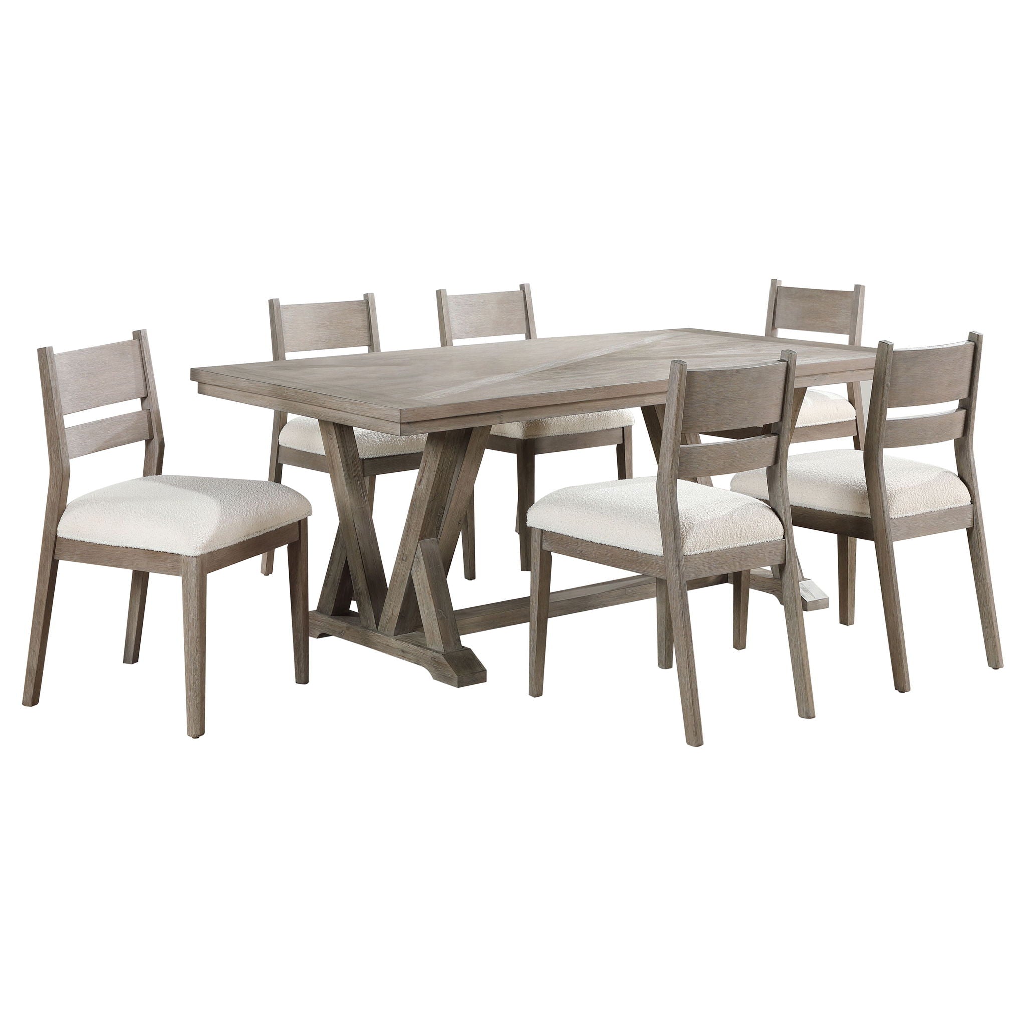 Ruston - 7 Piece Rectangular Dining Table Set - Gray