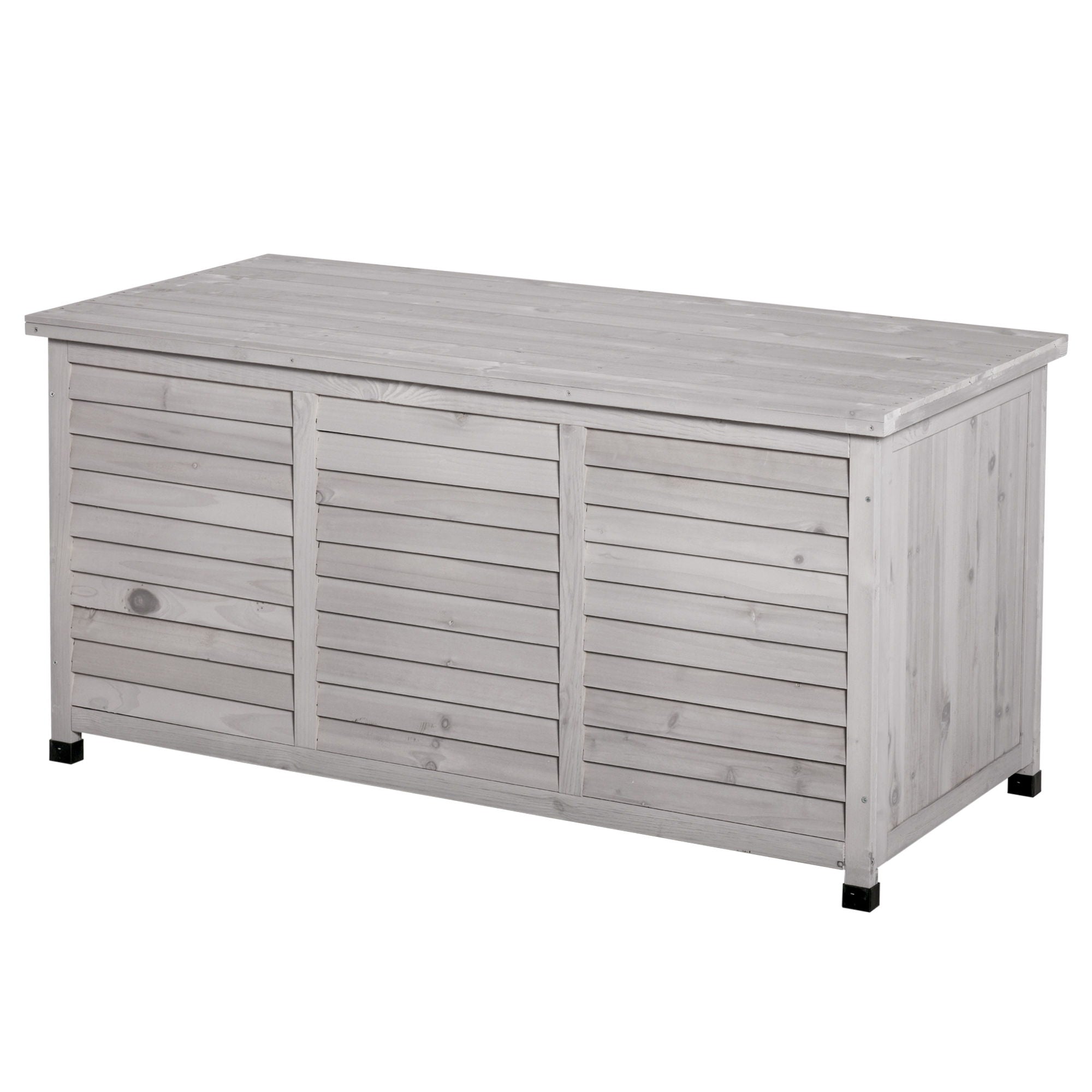 Outsunny - 75 Gallon Wooden Deck Box, Outdoor Storage Container With Aerating Gap & Weather-Fighting Finish - Gray - Best Buy Furniture