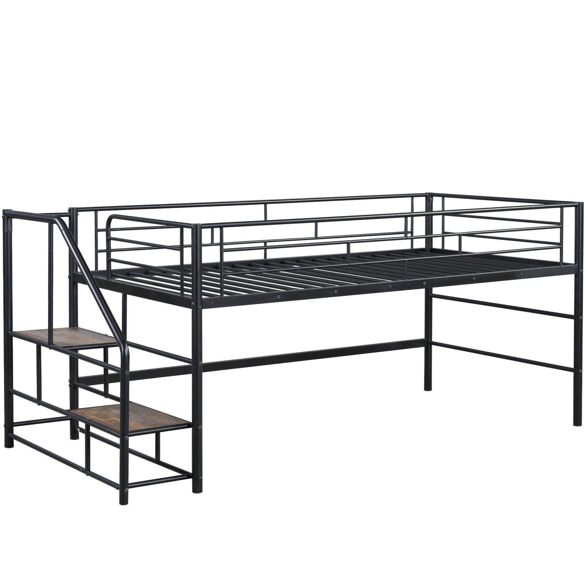 Loft Bed With Storage Stairs And Metal Frame