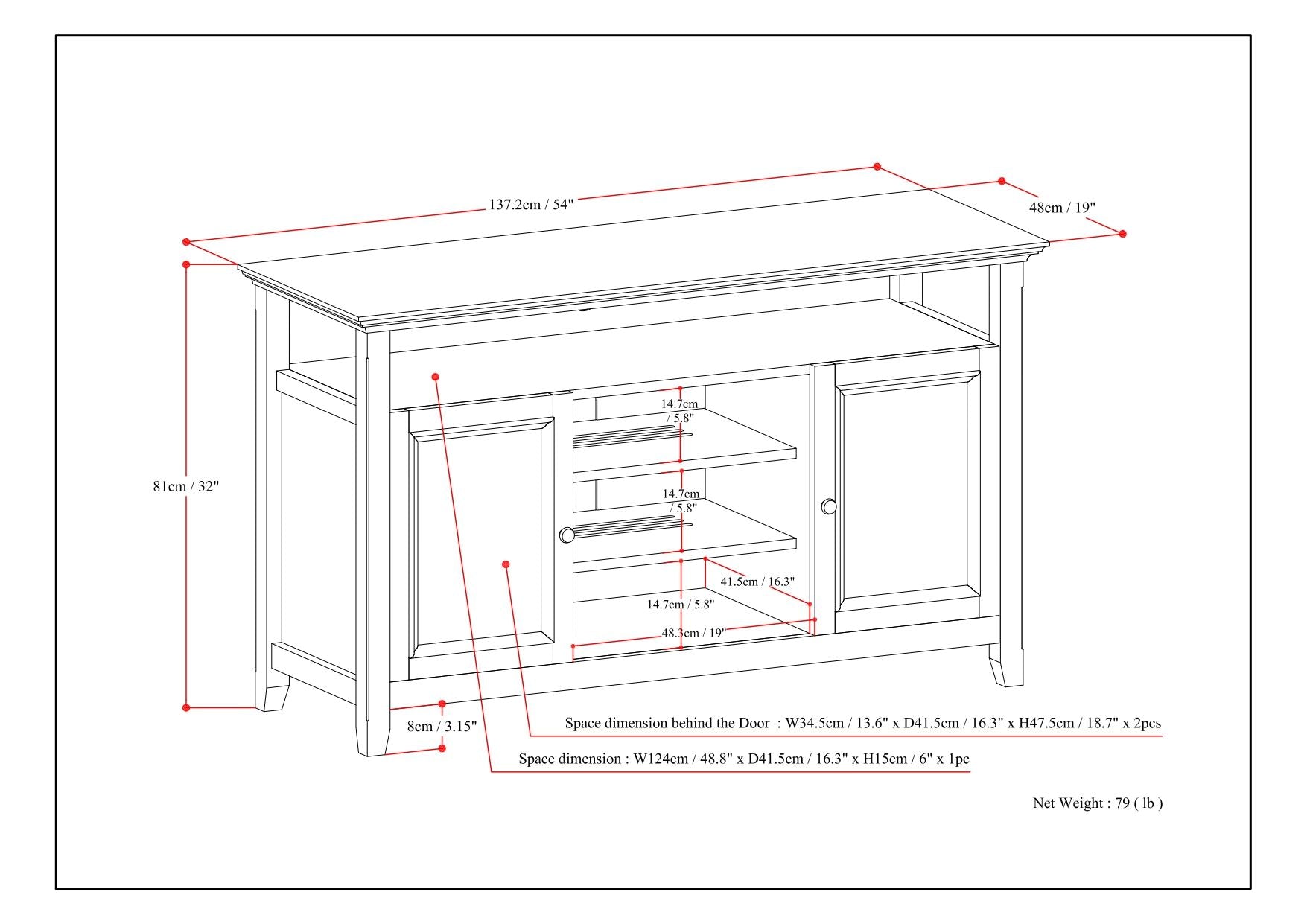 Amherst - TV Media Stand, Handcrafted
