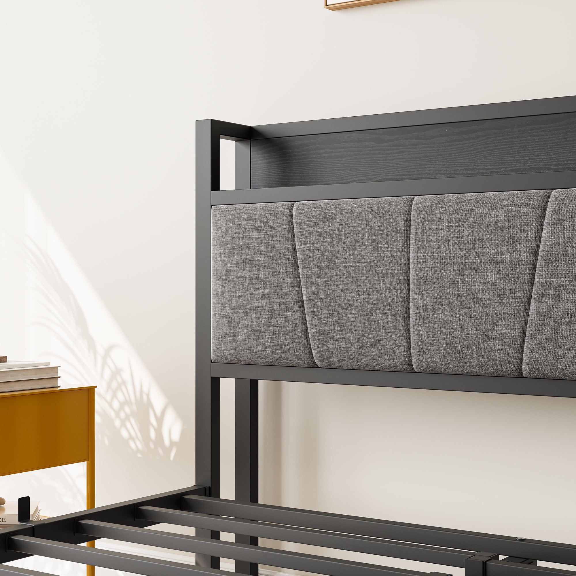 Full Size Bed Frame Storage Headboard with Charging Station