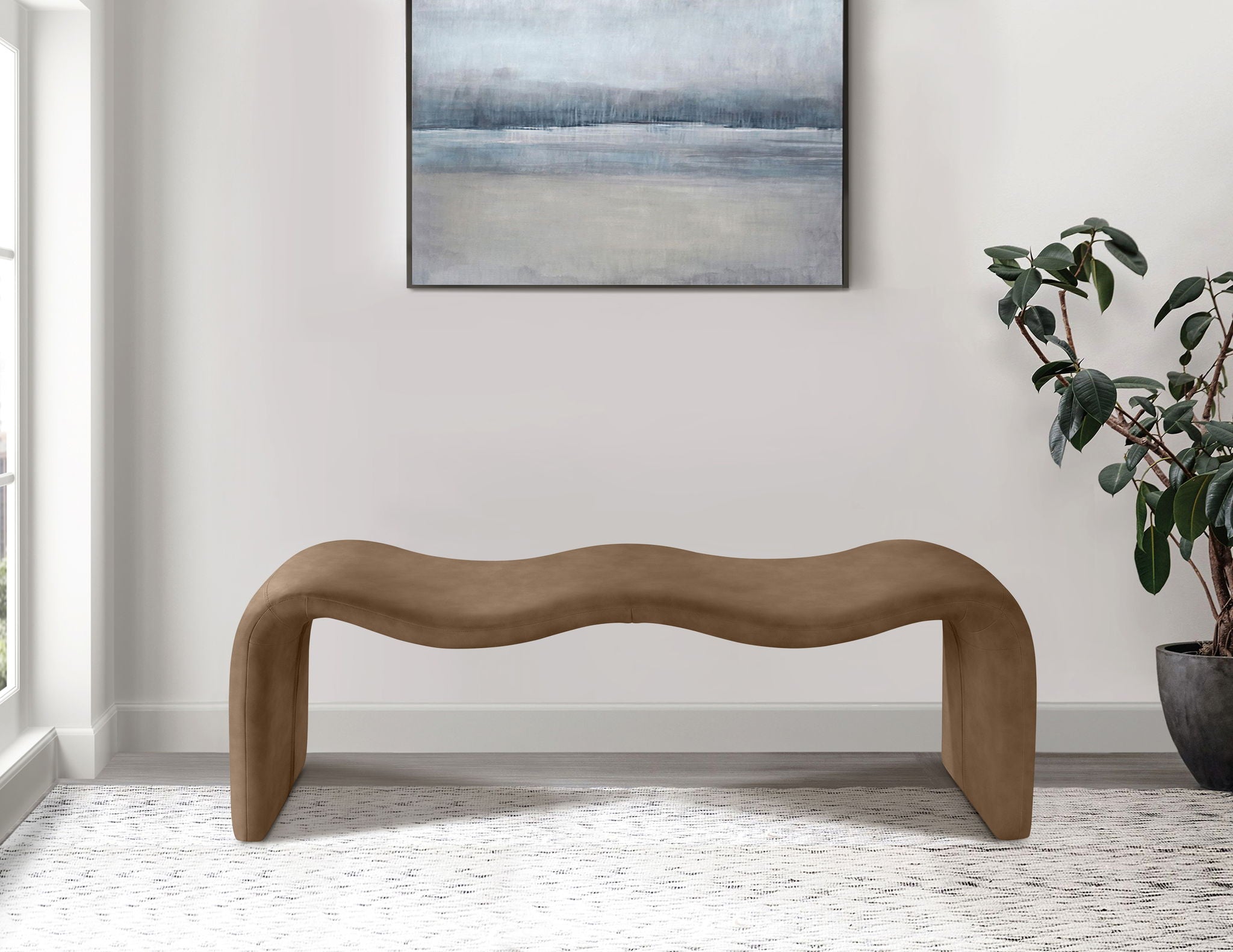 Willow - Faux Leather Bench - Brown