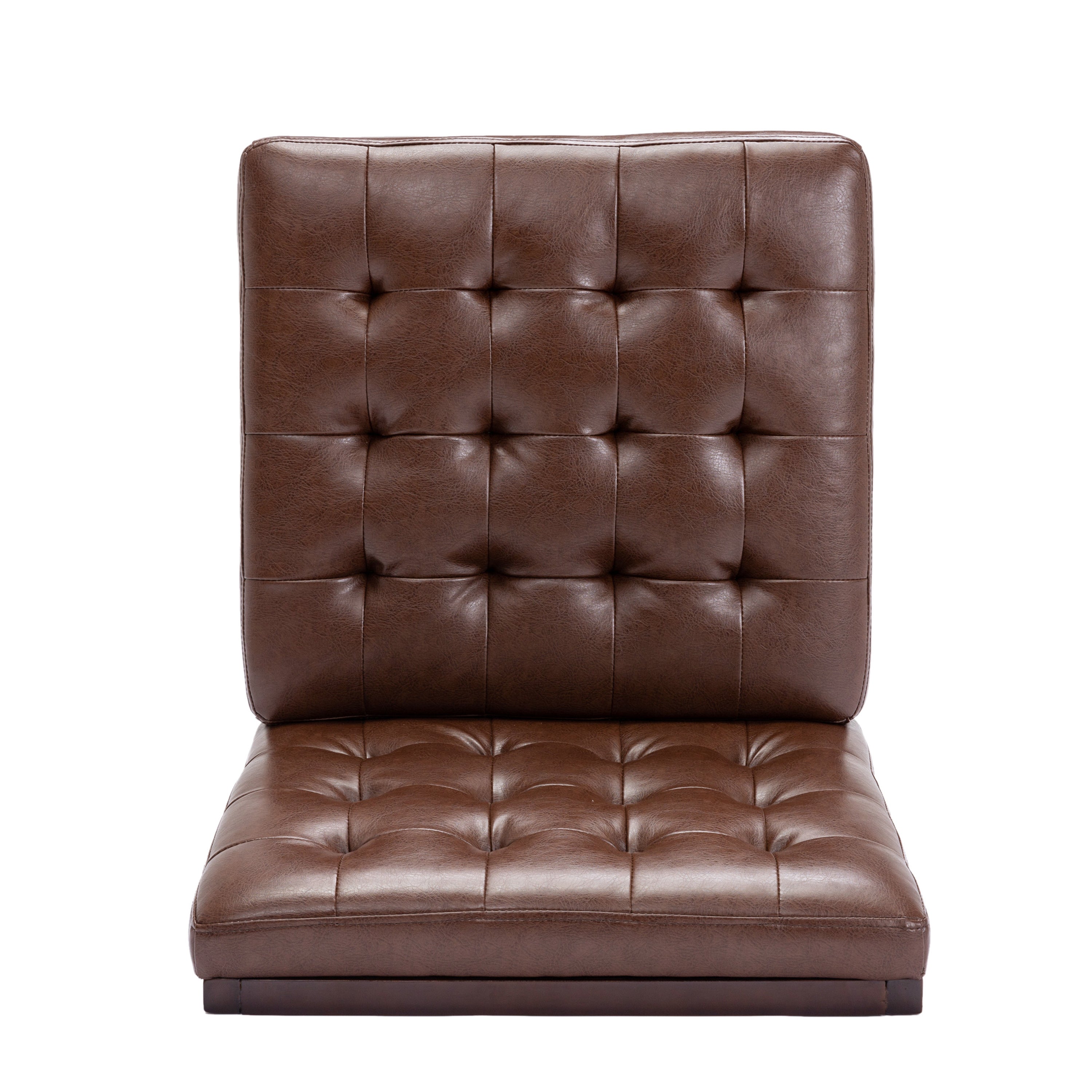 Contemporary Dark Brown Accent Chair with Tufted Waffle Stitch and PU Upholstery