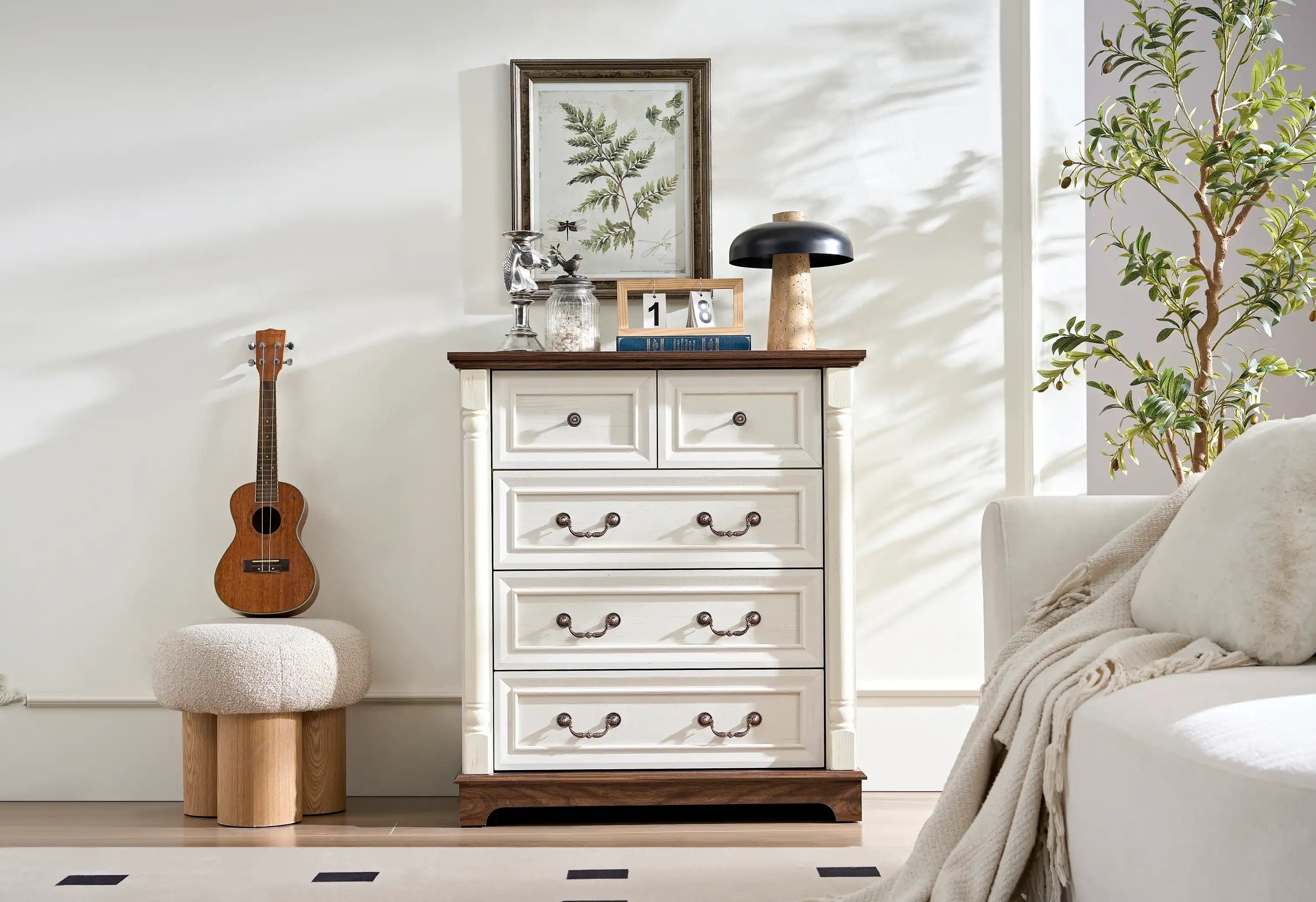 Willow Farmhouse Rustic 5  Drawer Chest