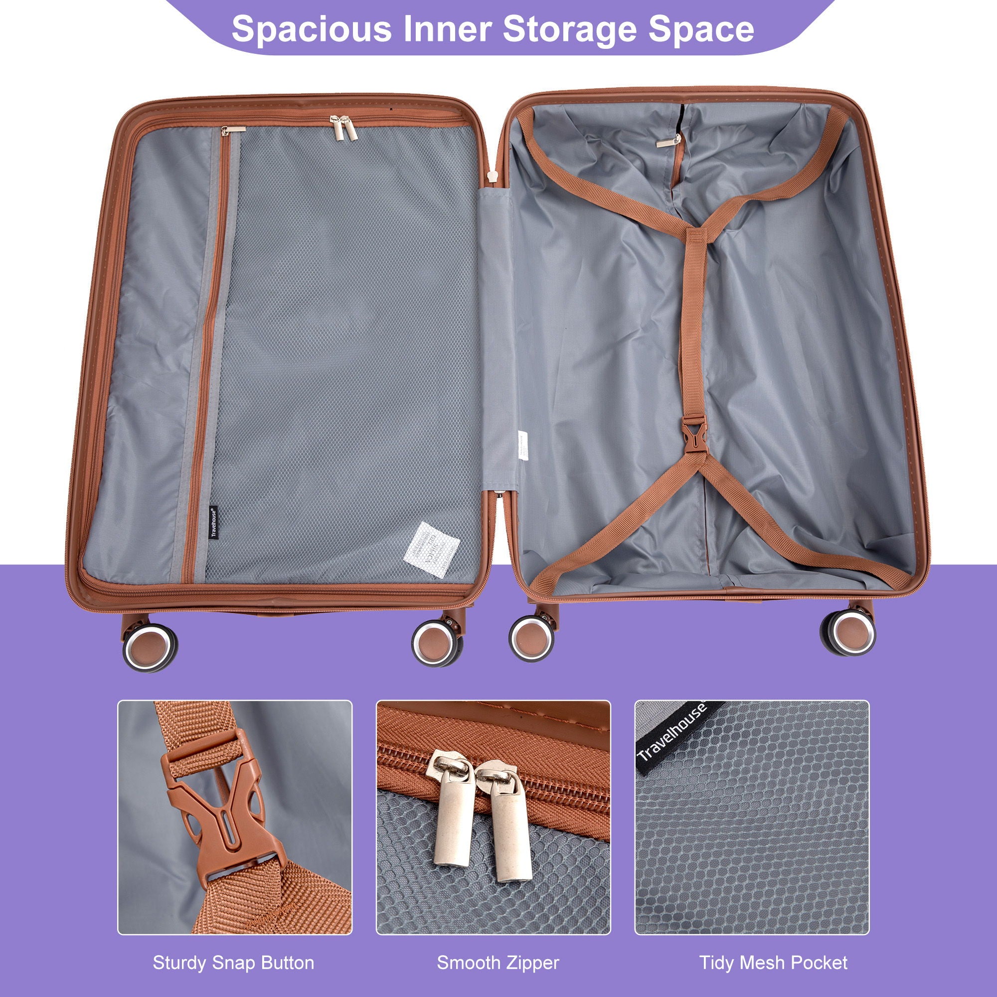 5 Piece Set Hardshell Carry On Luggage Set With Tsa Lock