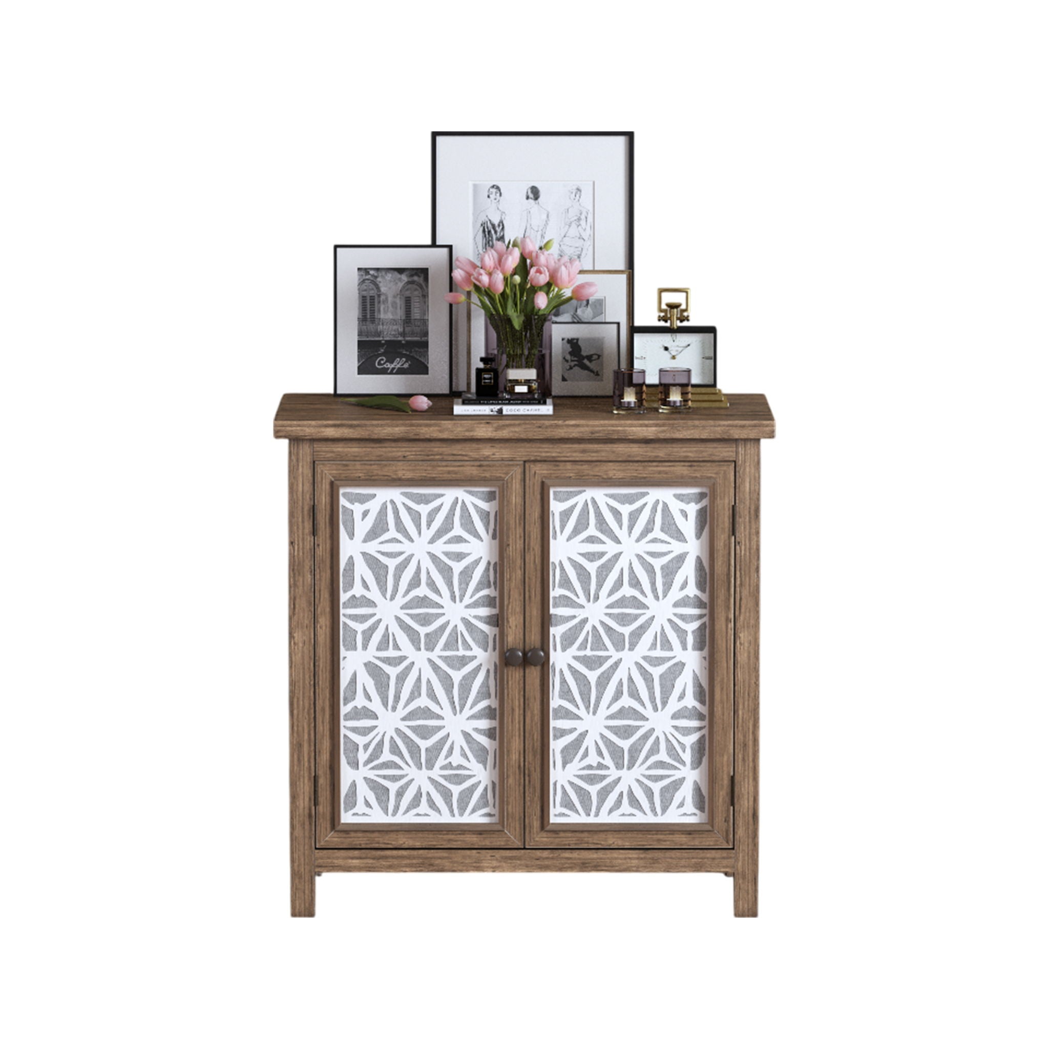 Storage Cabinet, Organizer - Brown Antique White