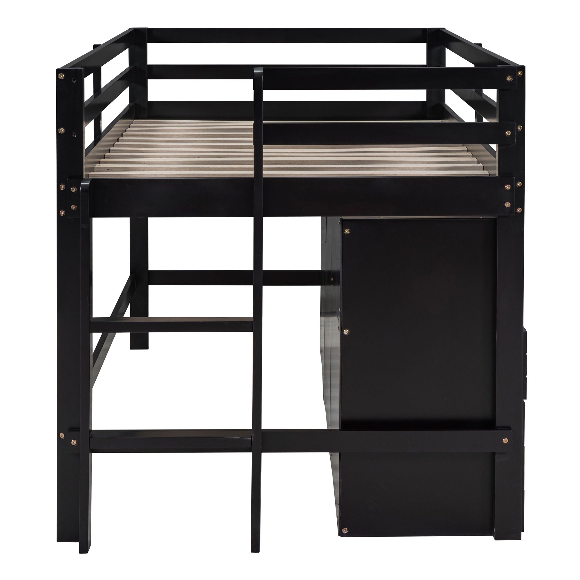 Loft Bed With 4 Drawers, Underneath Cabinet And Shelves