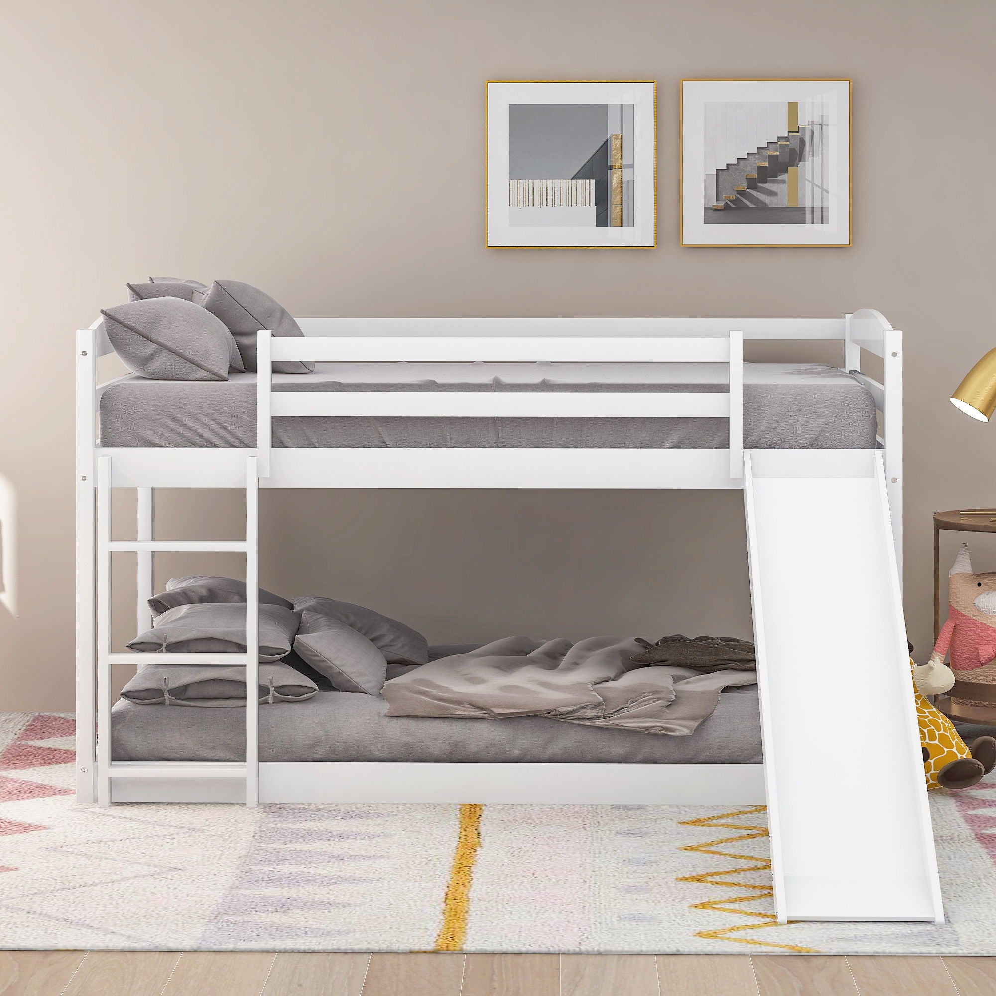 Durable Bunk Bed With Convertible Slide And Ladder