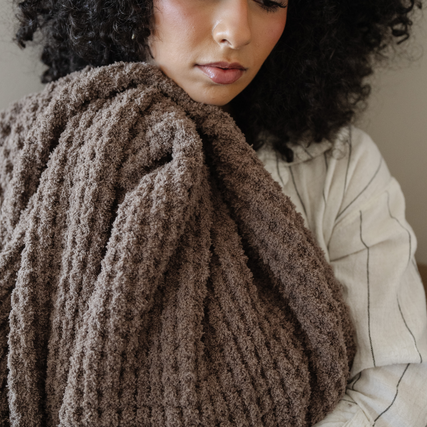 WAFFLE KNIT THROW BLANKETS