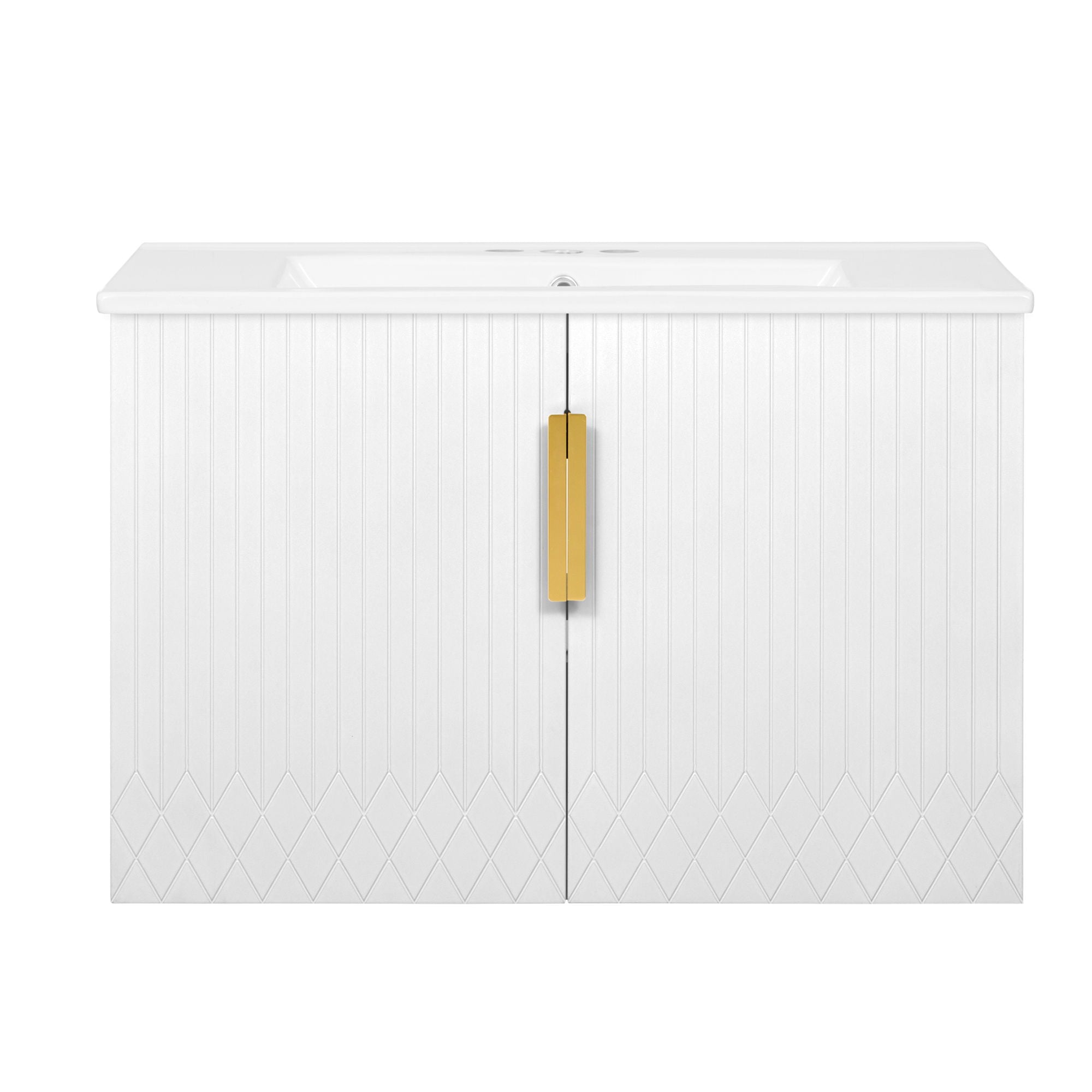 Bathroom Vanity With Sink, Rectangular Storage Cabinet With 2 Soft Closing Doors