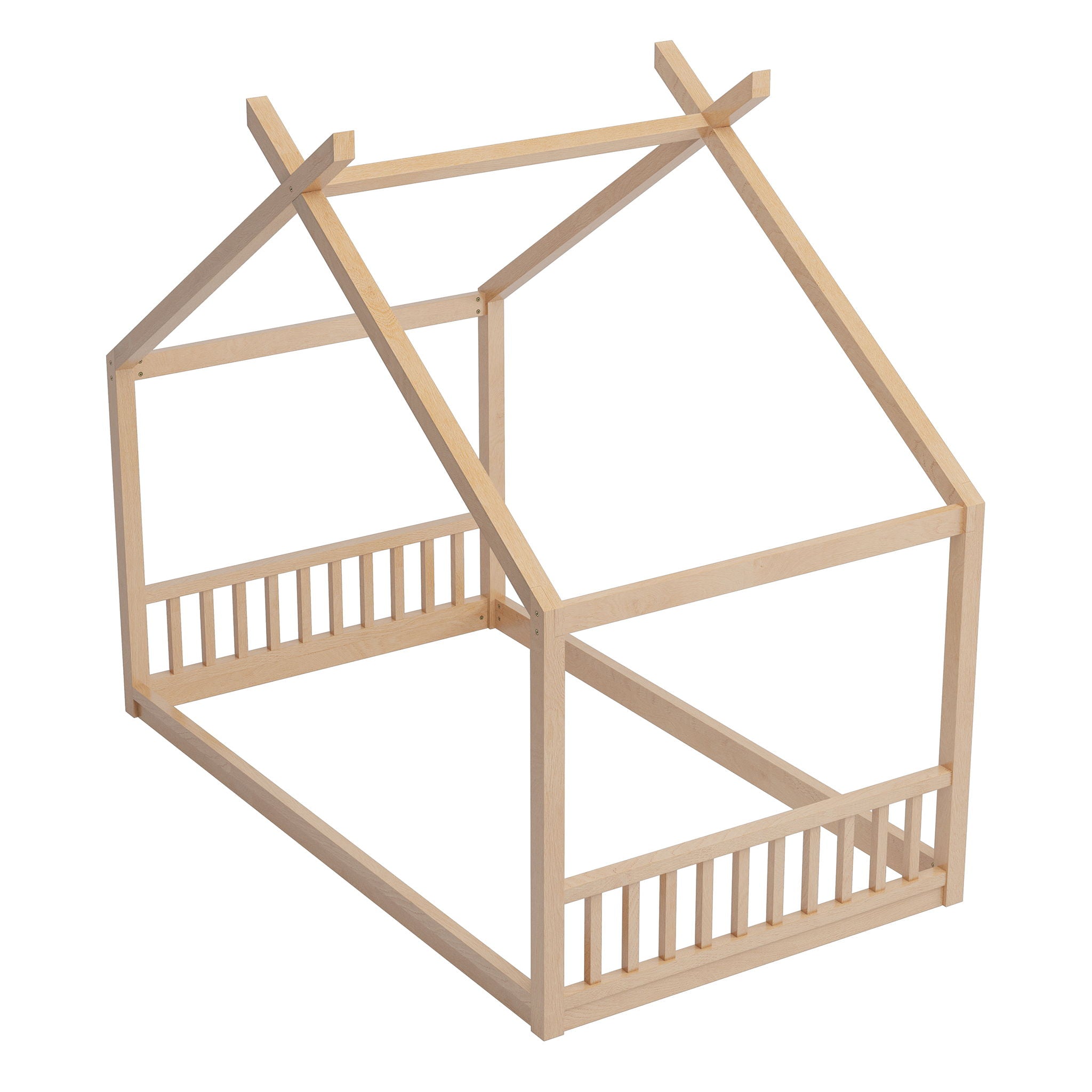 Montessori Style House Bed For Kids, Floor Bed Frame With Headboard And Footboard