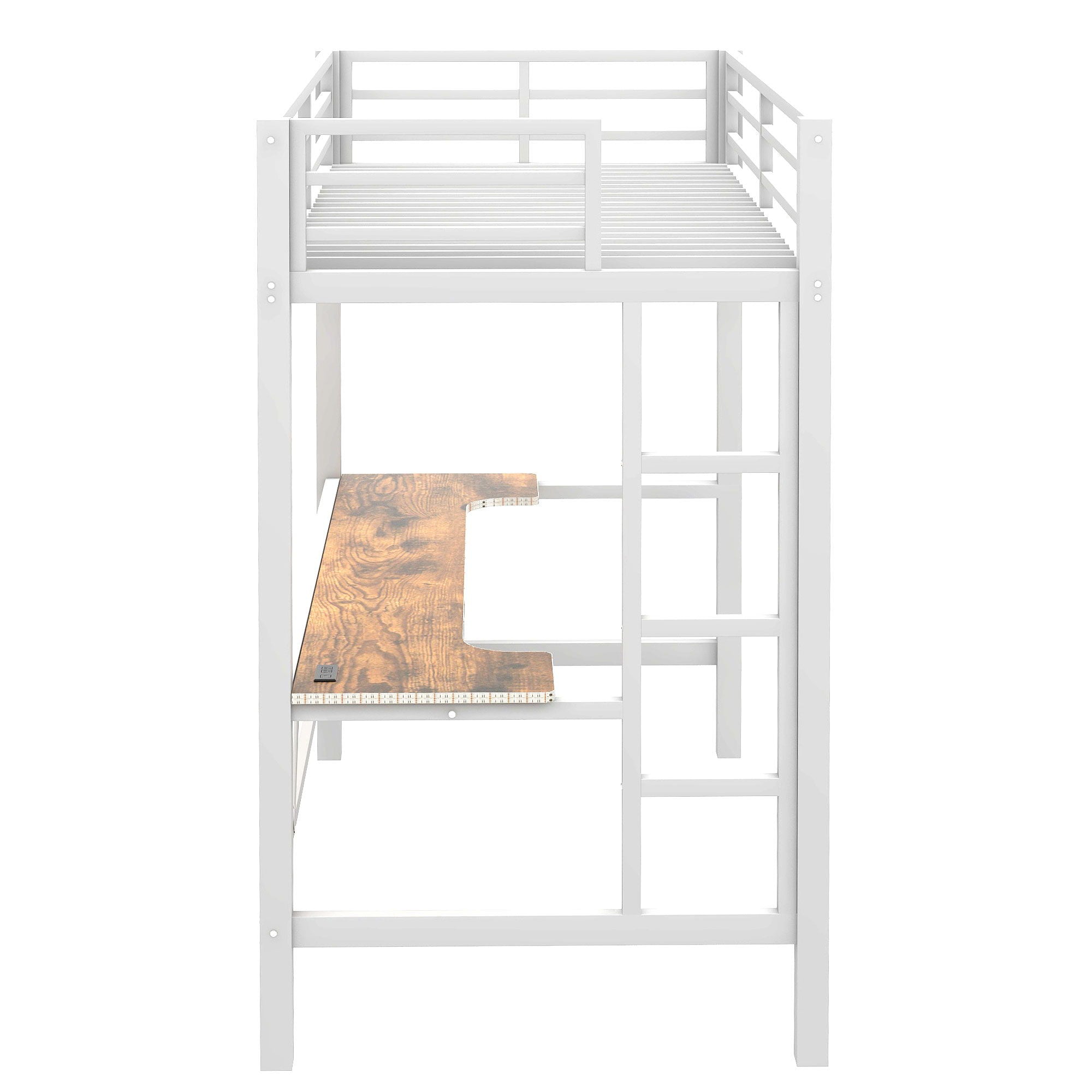 Gaming Metal Loft Bed Frame With LED Light, USB Charge Station And Desk