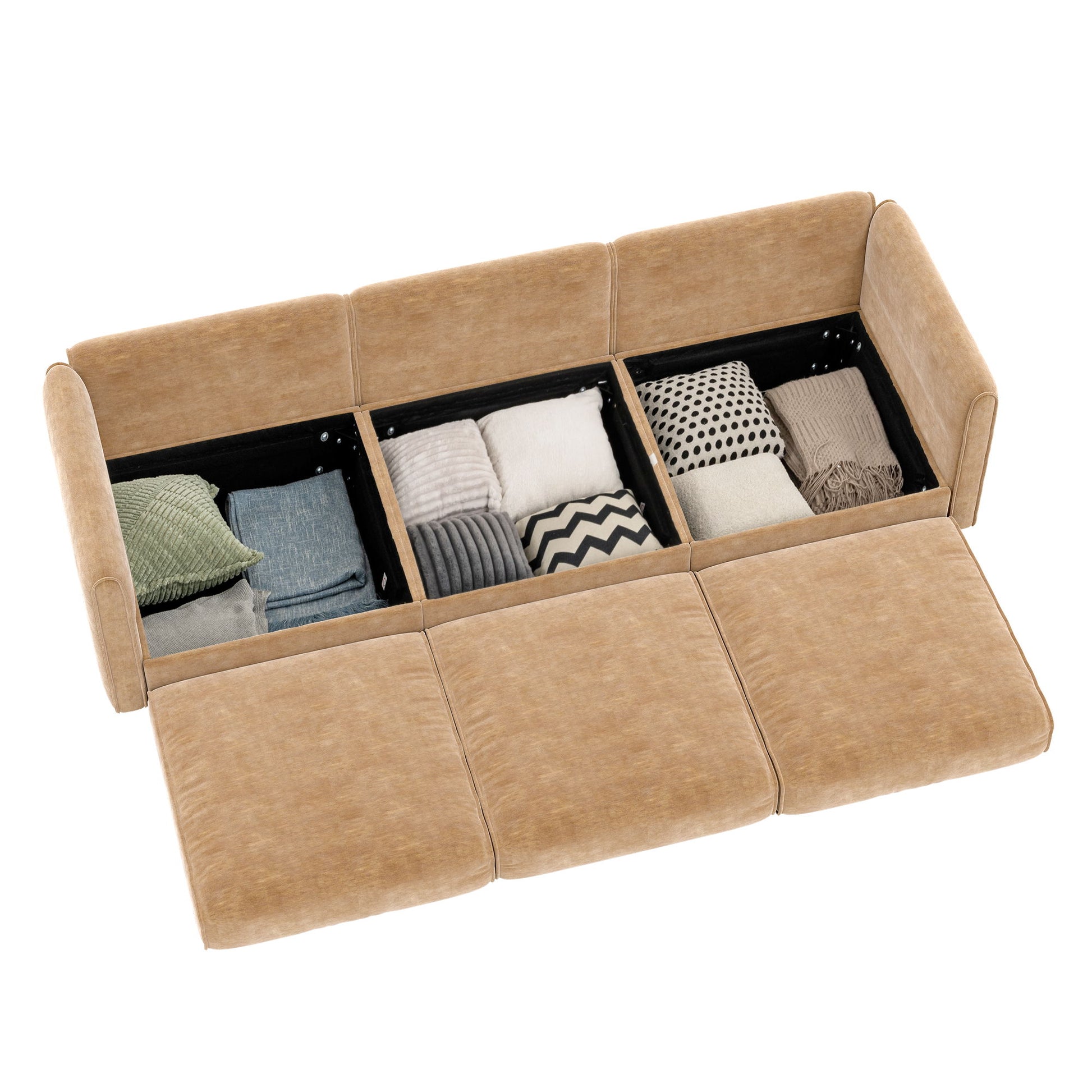 Stylish Chenille Sofa With Storage Seat And Cylindrical Backrest - Best Buy Furniture