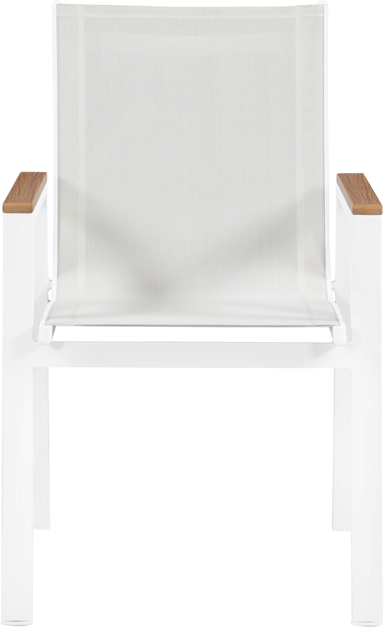 Nizuc - Outdoor Patio Dining Arm Chair With White Frame And Natural Arms (Set of 2)