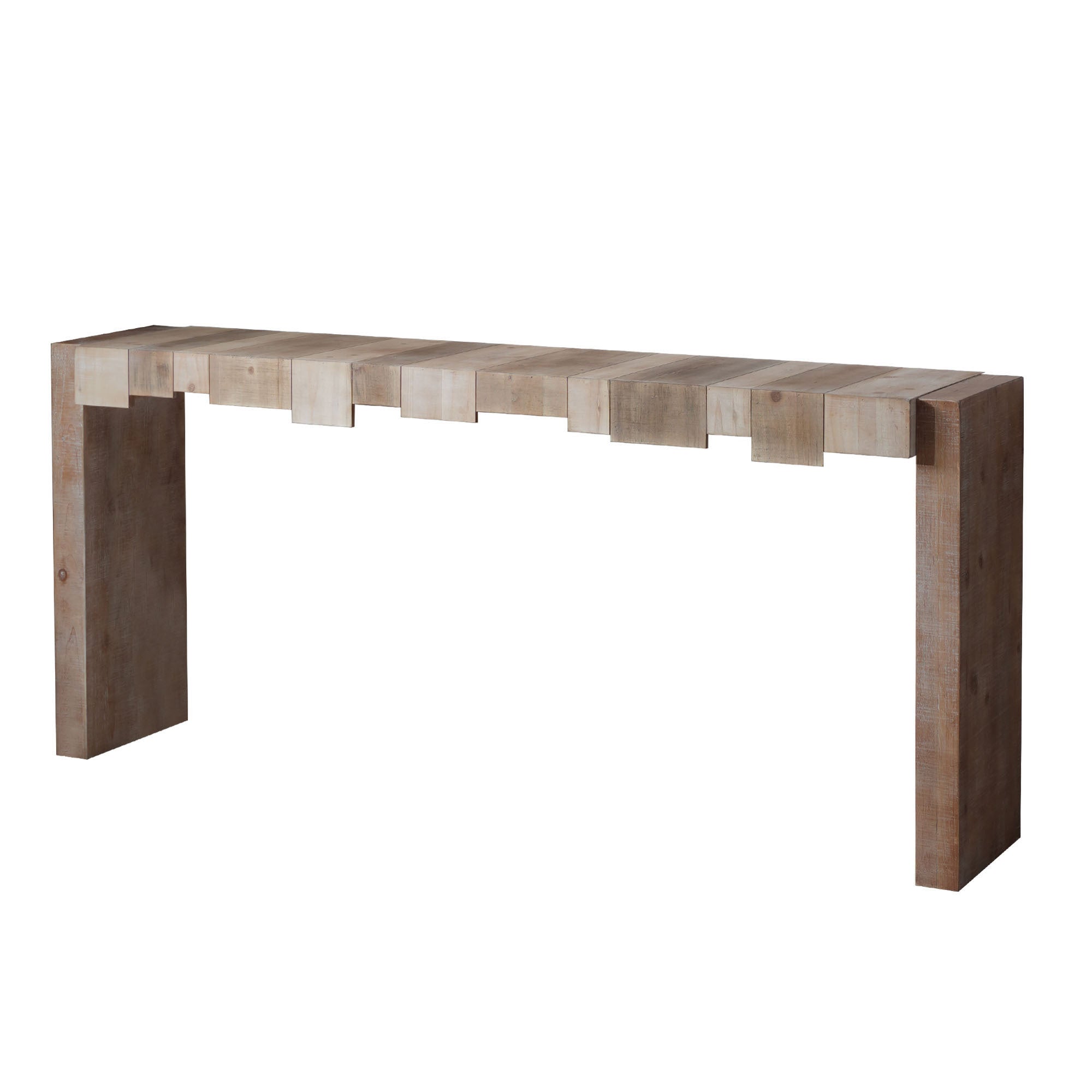 Modern Rustic Console Table - 71' Entryway Table with Sculpted Block Design - Narrow Sofa Table for Hallway, Living Room, or Foyer