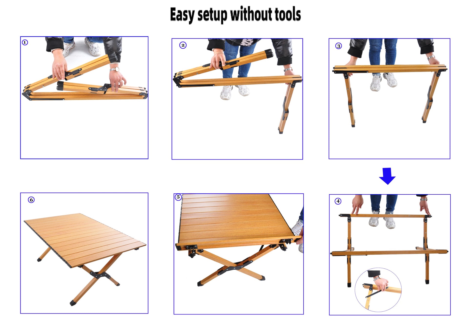Portable picnic table, rollable aluminum alloy table top with folding solid X-shaped frame ZB1001MW - Best Buy Furniture