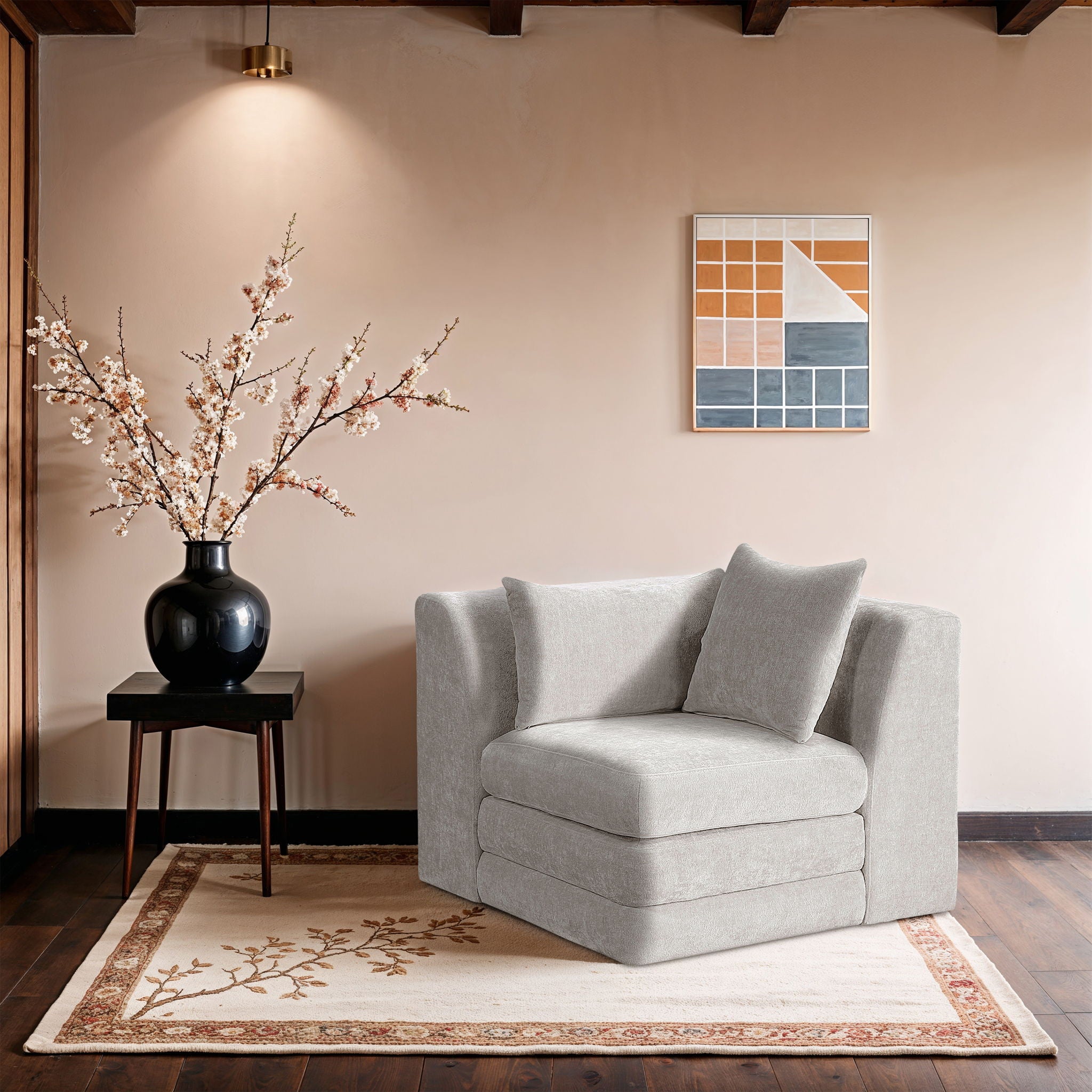 Stellar - Chenille Fabric Upholstered Modular Corner Chair