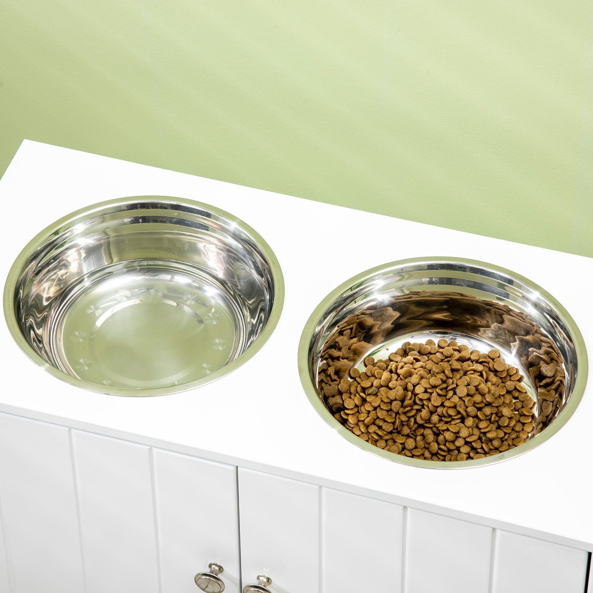 PawHut Large Elevated Dog Bowls with Storage Cabinet