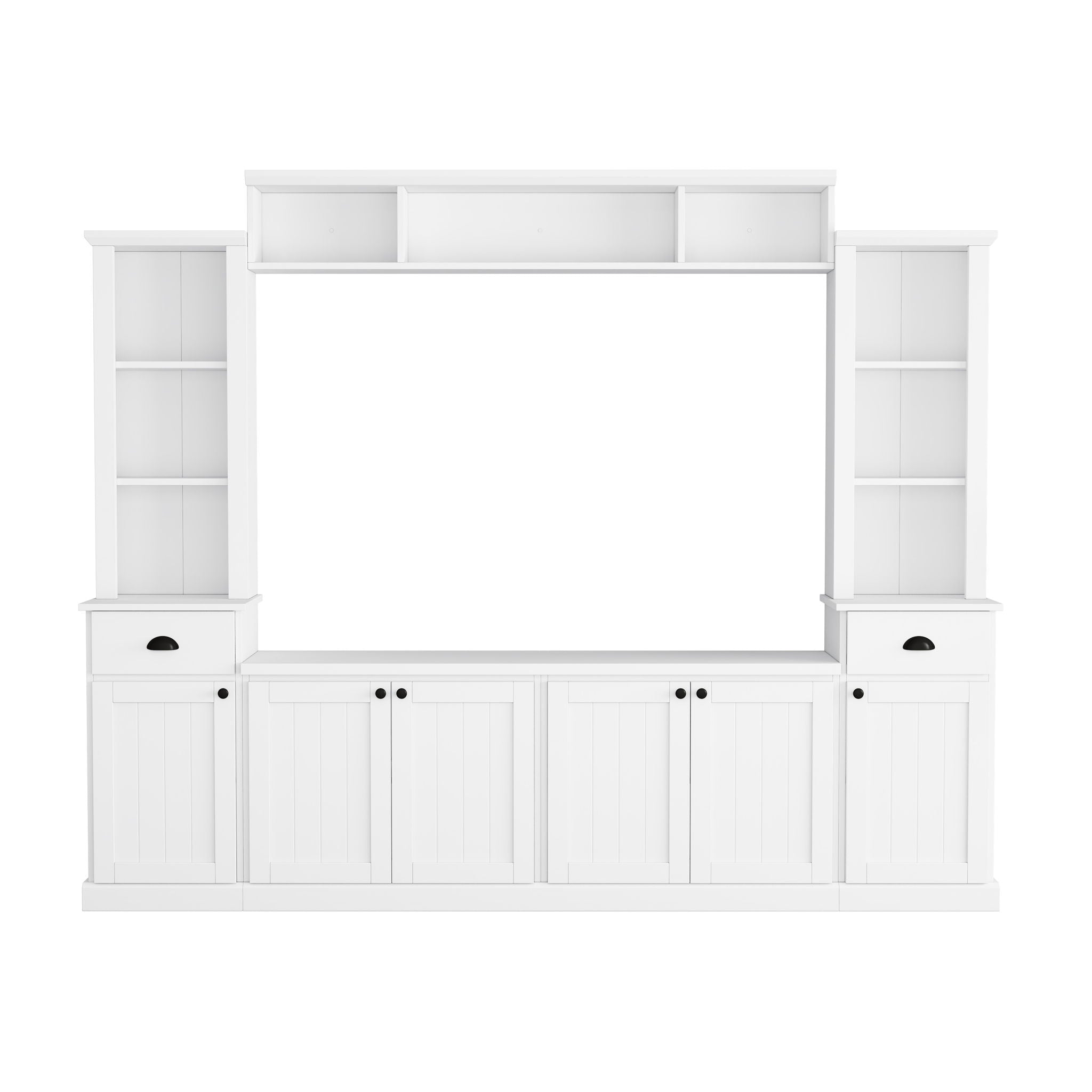 Minimalist Entertainment Wall Unit Set With Bridge For TVs Up To 75"
