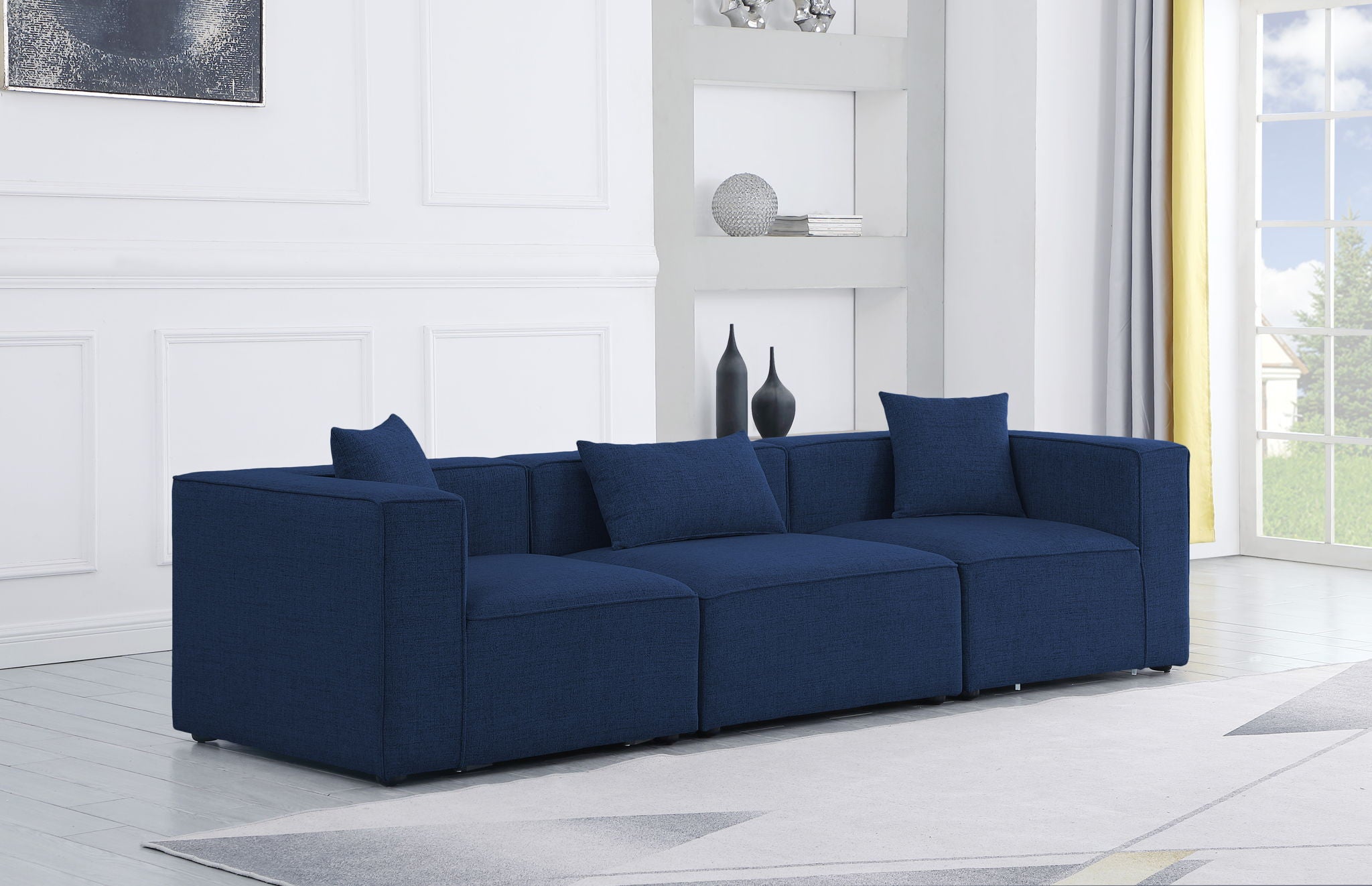 Cube - Linen Modular 3 Seat Sofa