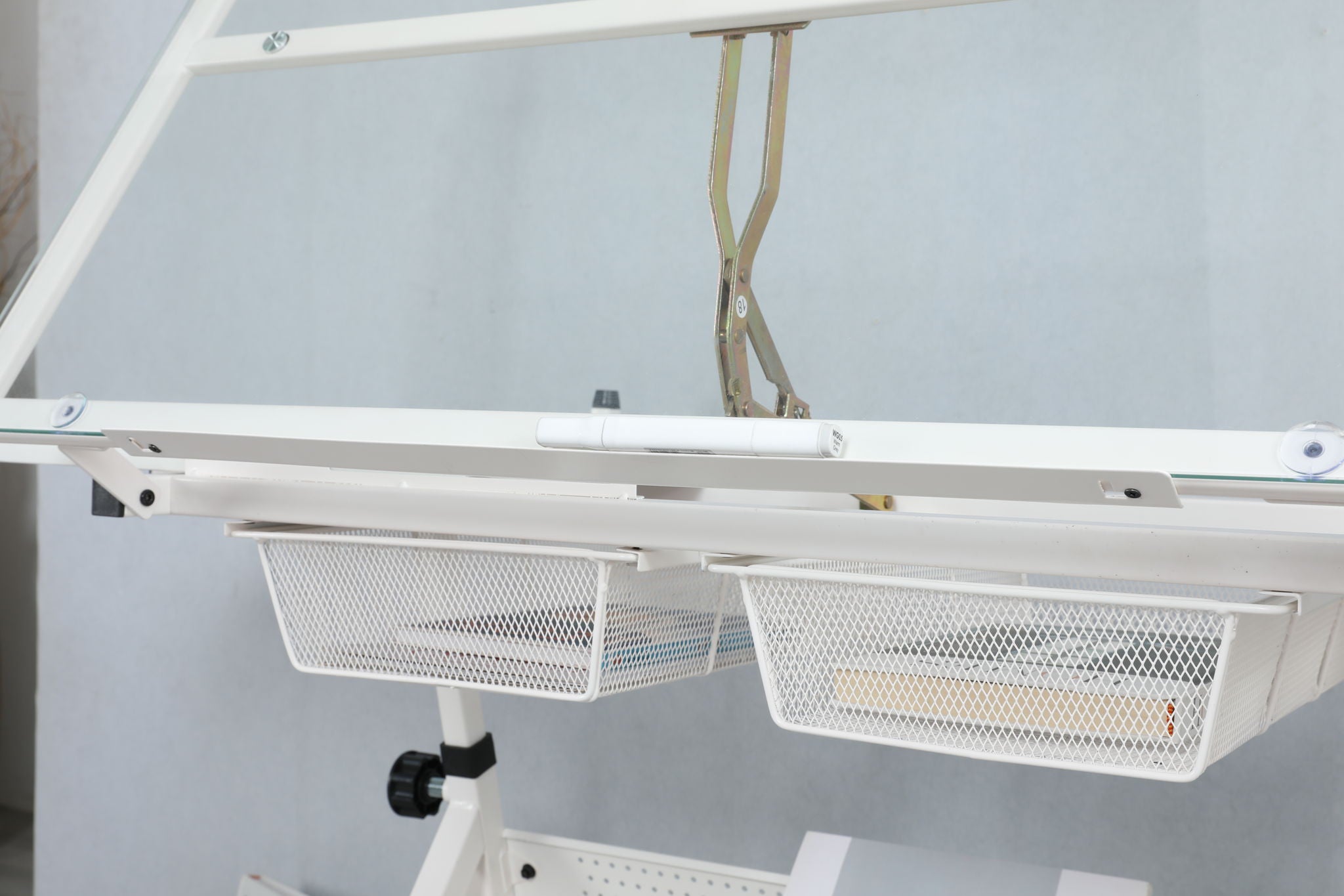 Adjustable Tempered Glass Drafting Printing Table With Chair