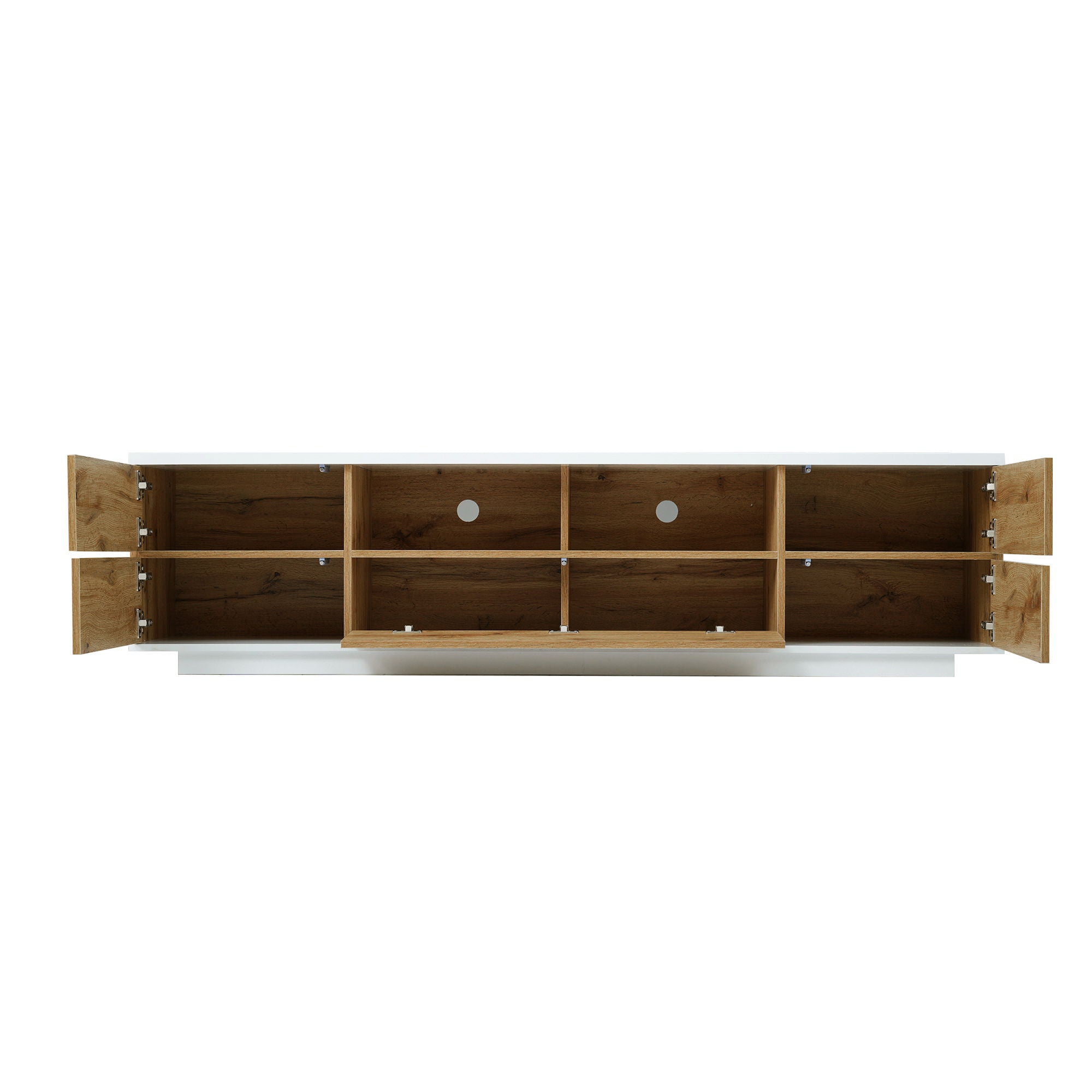 TV Stand, Entertainment Center With Deep Drawers, Cable Management & Soft Closing Hinges