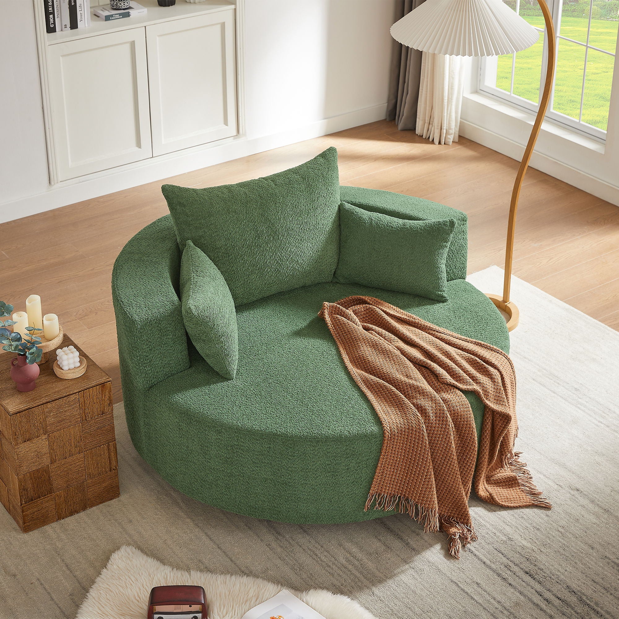 360° Swivel Accent Barrel Chair With 3 Removable Pillows For Living Room