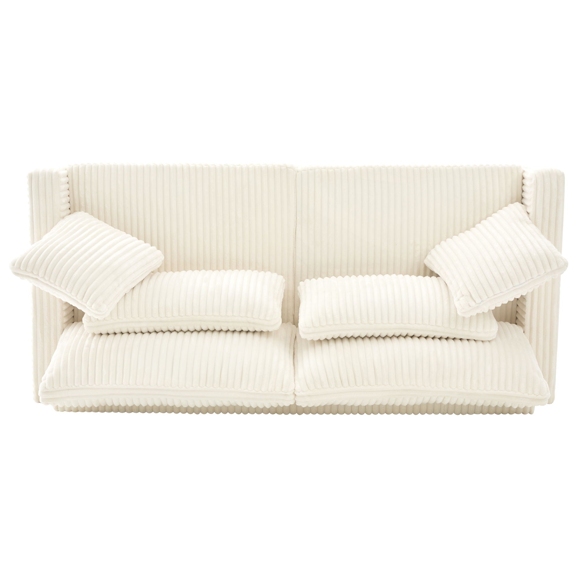 Modern Corduroy Loveseat Sofa With 4 Pillows