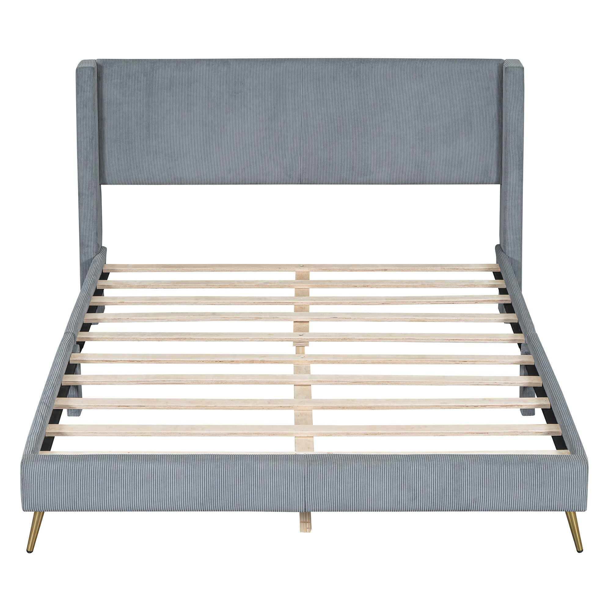 Platform Contemporary Bed With Legs And Upholstered Headboard
