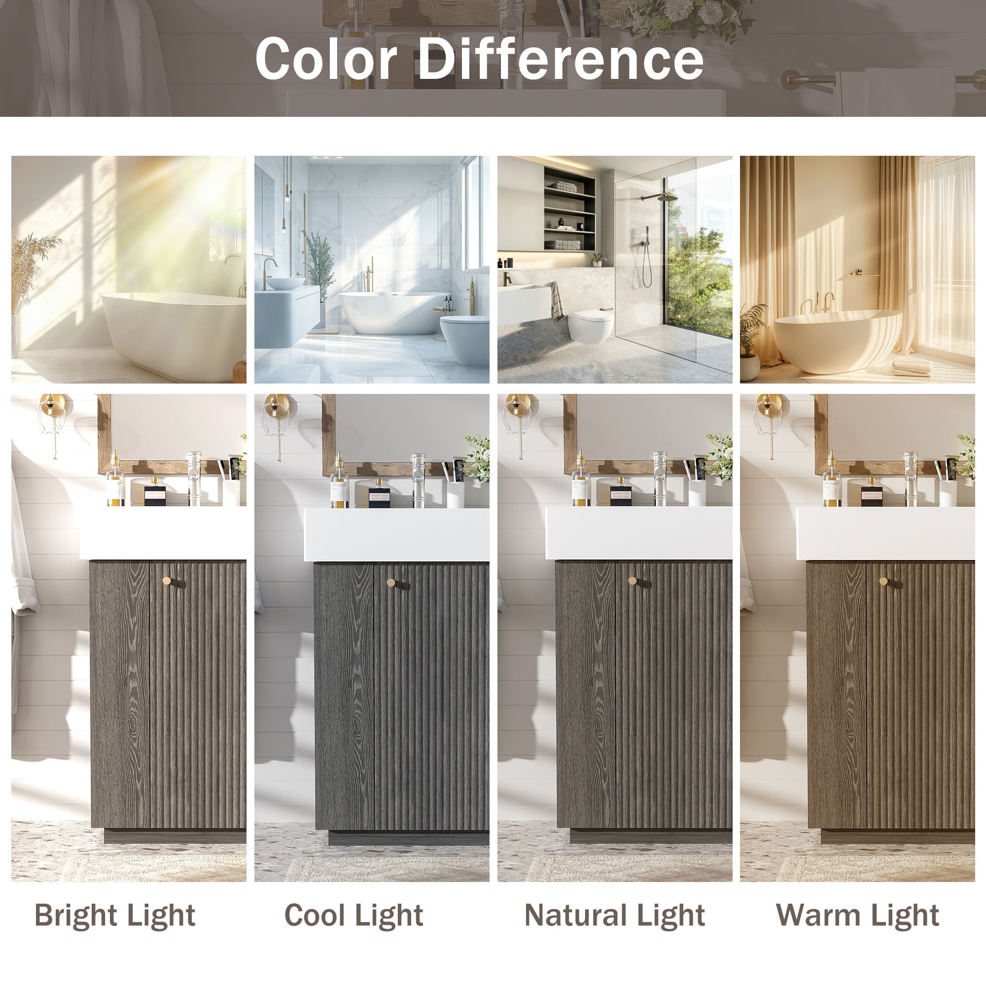 Bathroom Vanity With Sink, Freestanding Wood Grain Cabinet With Storage