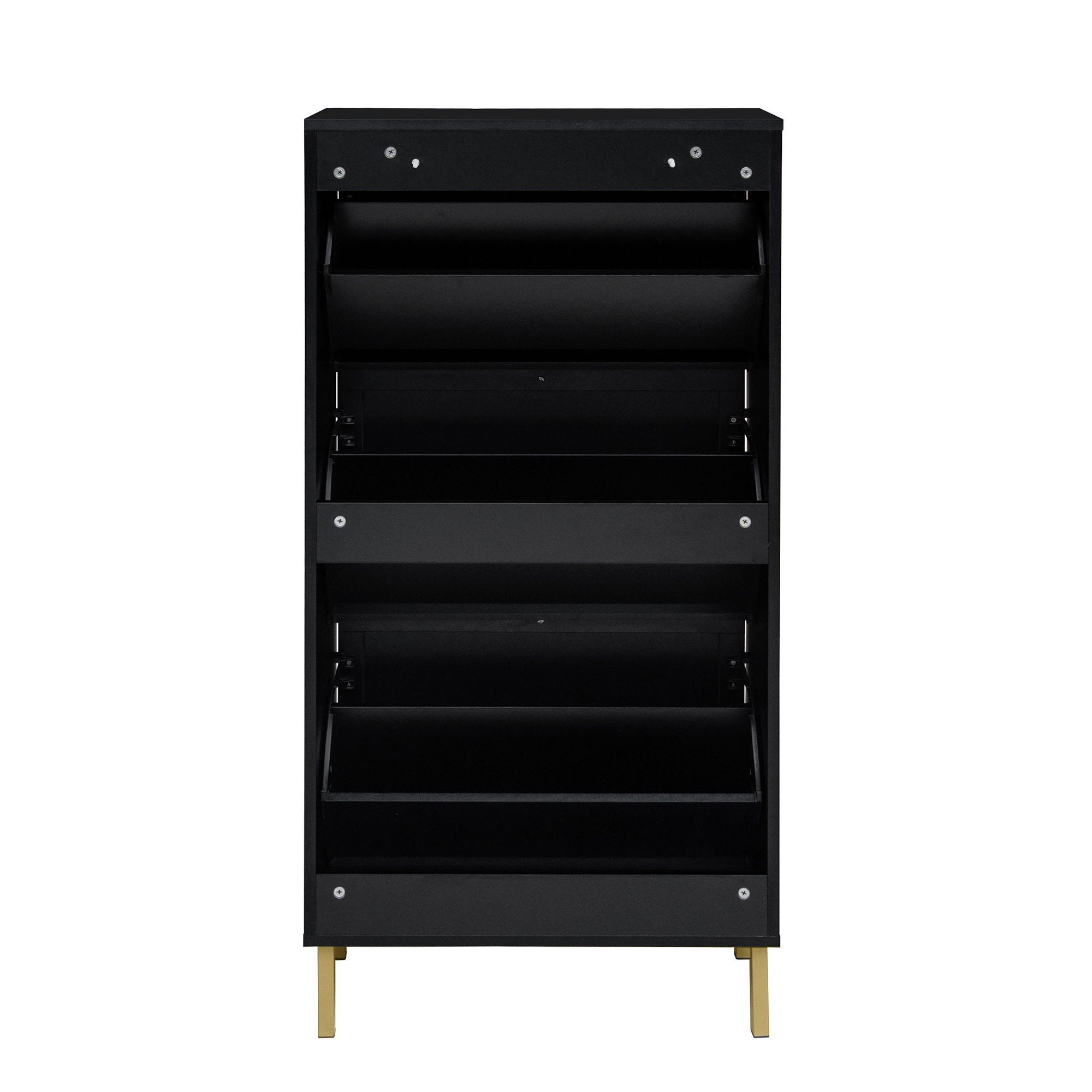 Modern Rattan 3 Door Shoe Rack Cabinet for Entryway