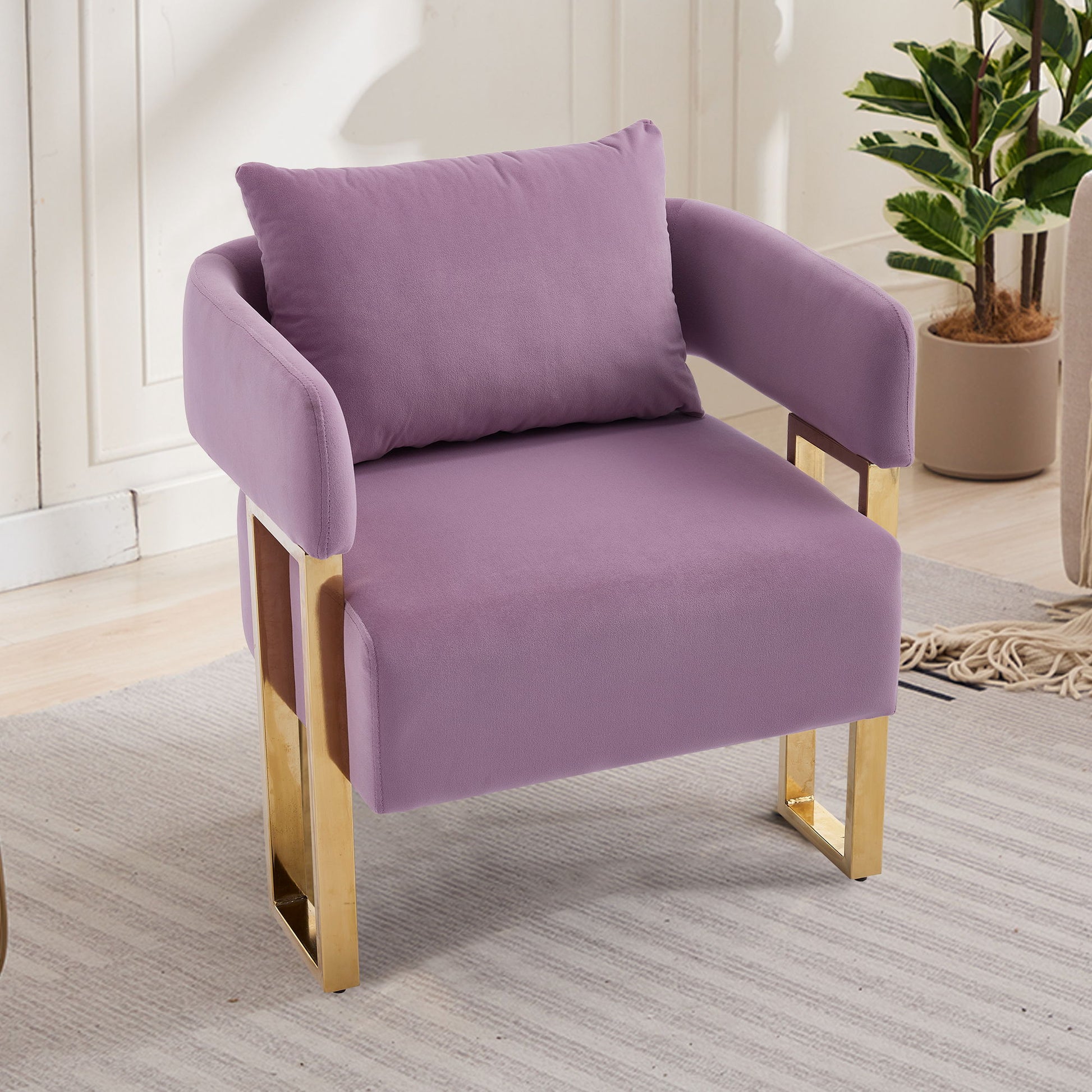 Modern Decorative Chair Teddy Fleece Upholstered And Metal Foot - Best Buy Furniture