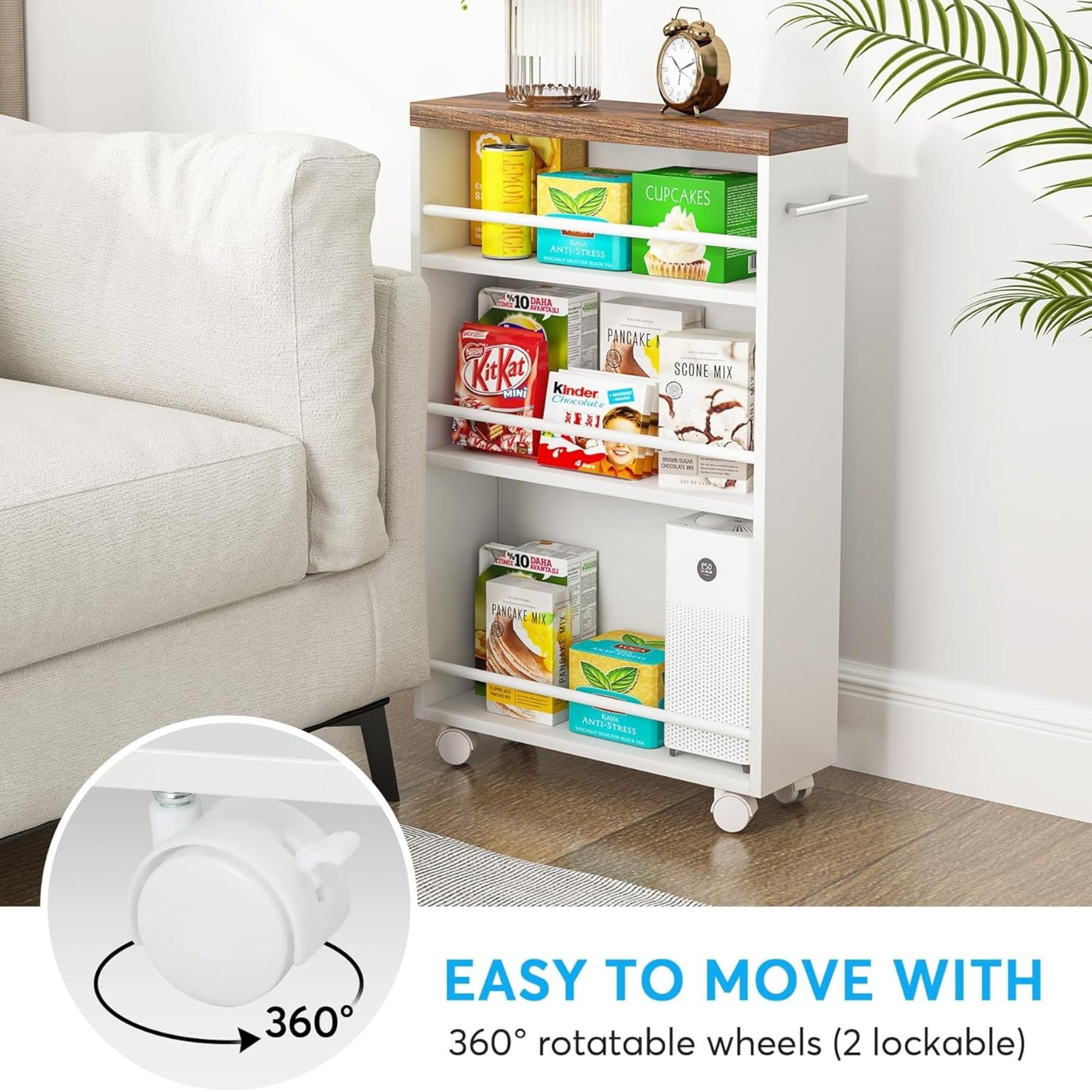 4 Tier Narrow Rolling Kitchen Slim Storage Cart