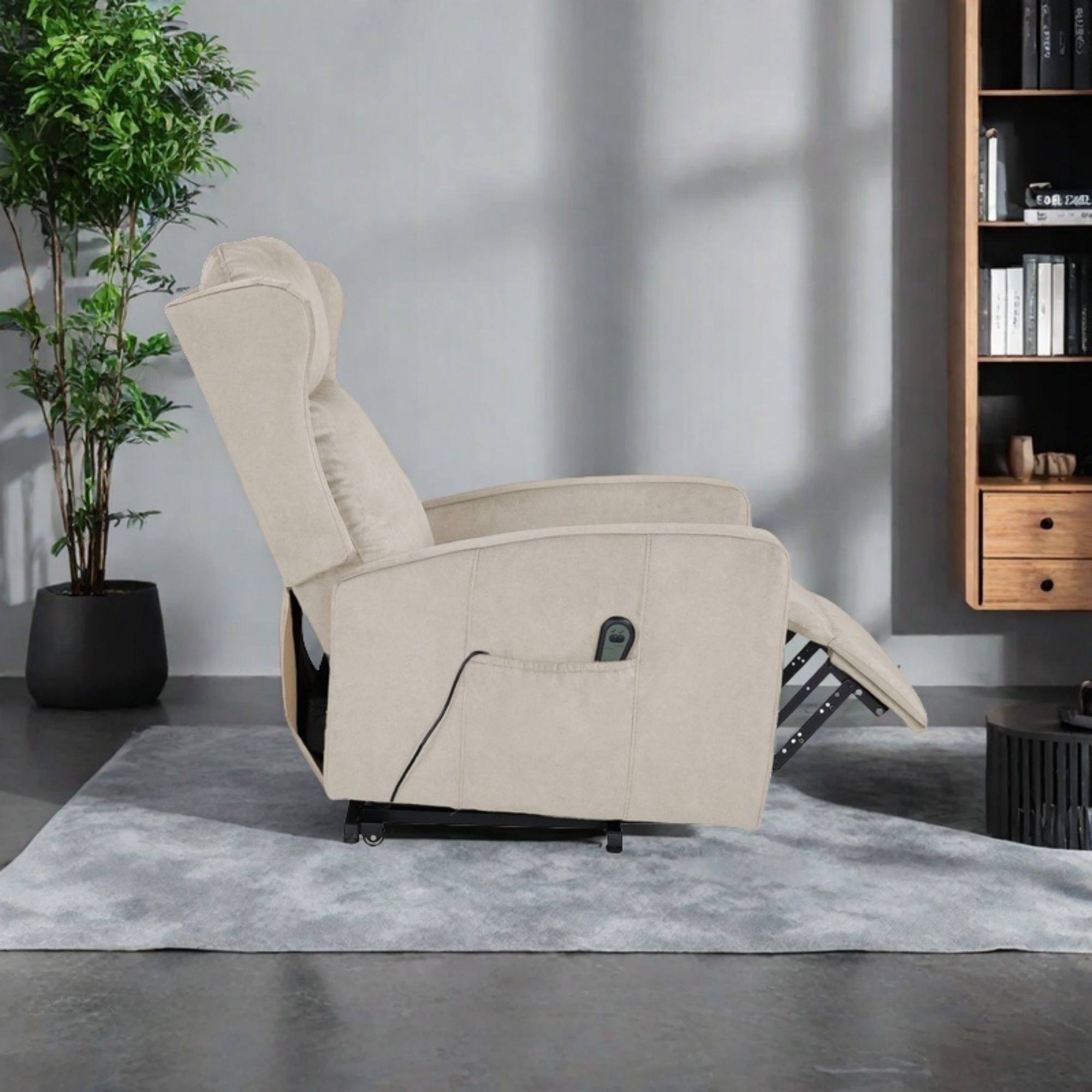 Power Lift Recliner Chair, Adjustable Modern Lift Chair, Lift Recliner Sofa For Back, Lumbar, Legs Support, Classic Power Recliner Chair With Remote Control, Side Pocket - Light Gray