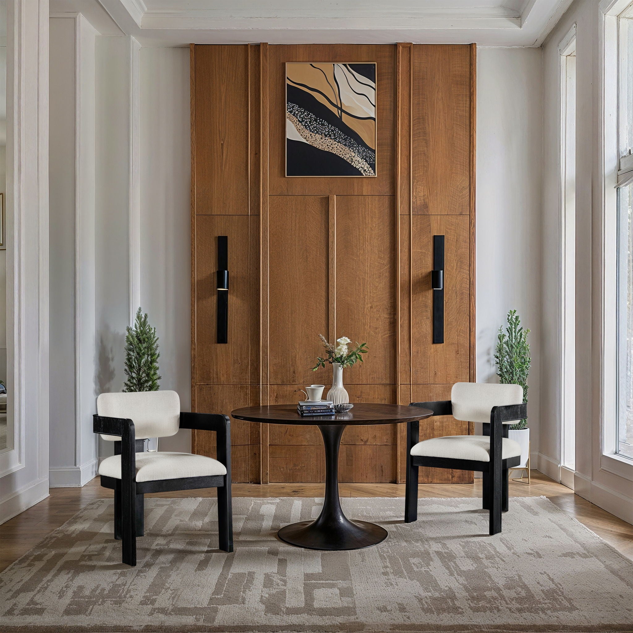 Sacha - Linen Dining Chair With Black Base (Set of 2)