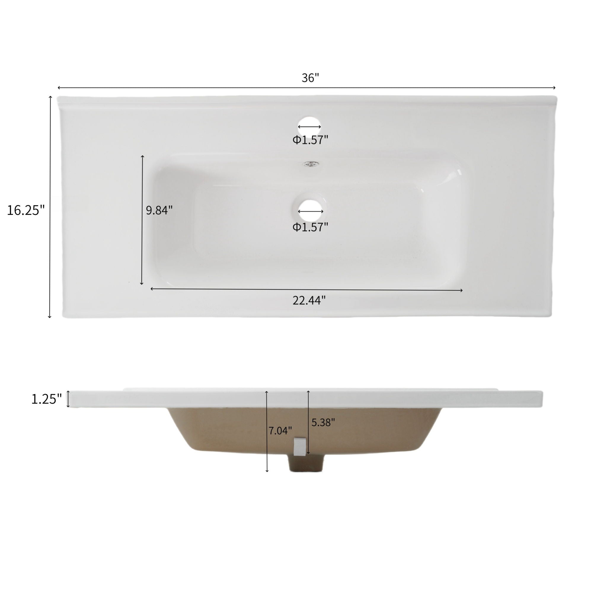 Wall Mounted Bathroom Vanity With Sink, 2 Open Shelves - White