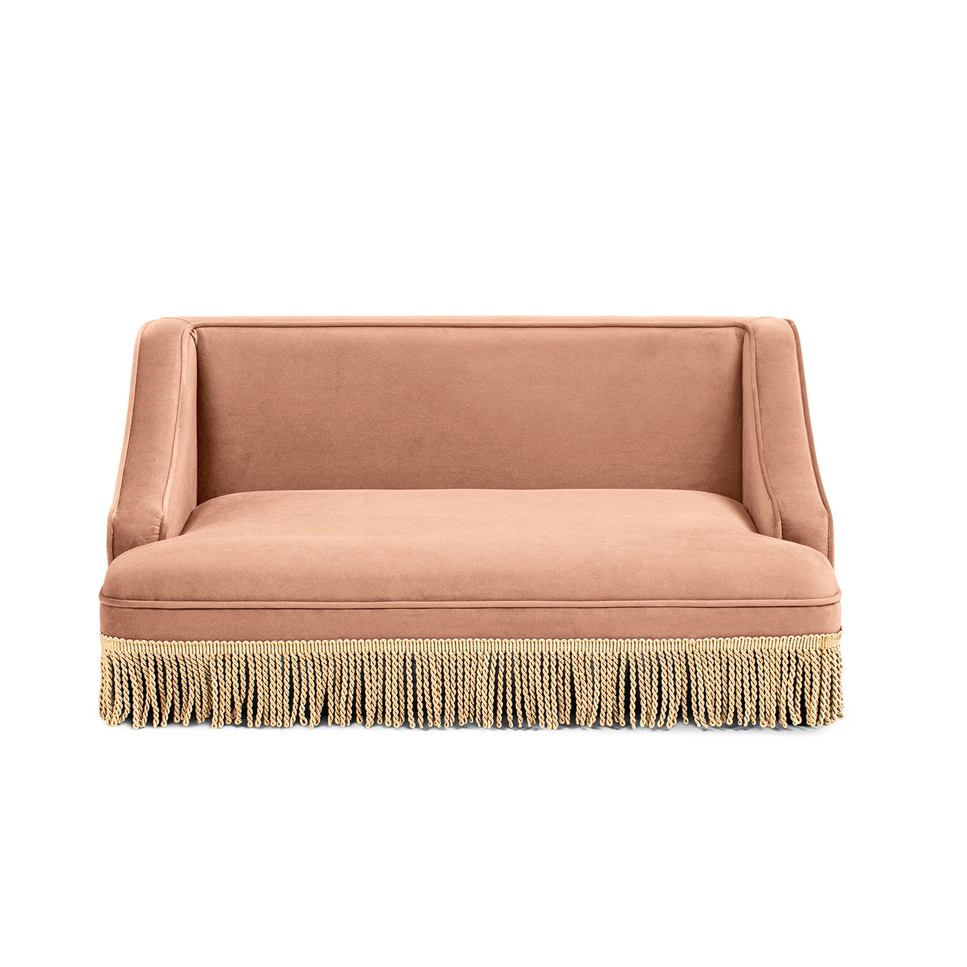 Duchess 33' Medium Princess Pet Bed Sofa with Fringe Skirt, Peach Orange Performance Velvet